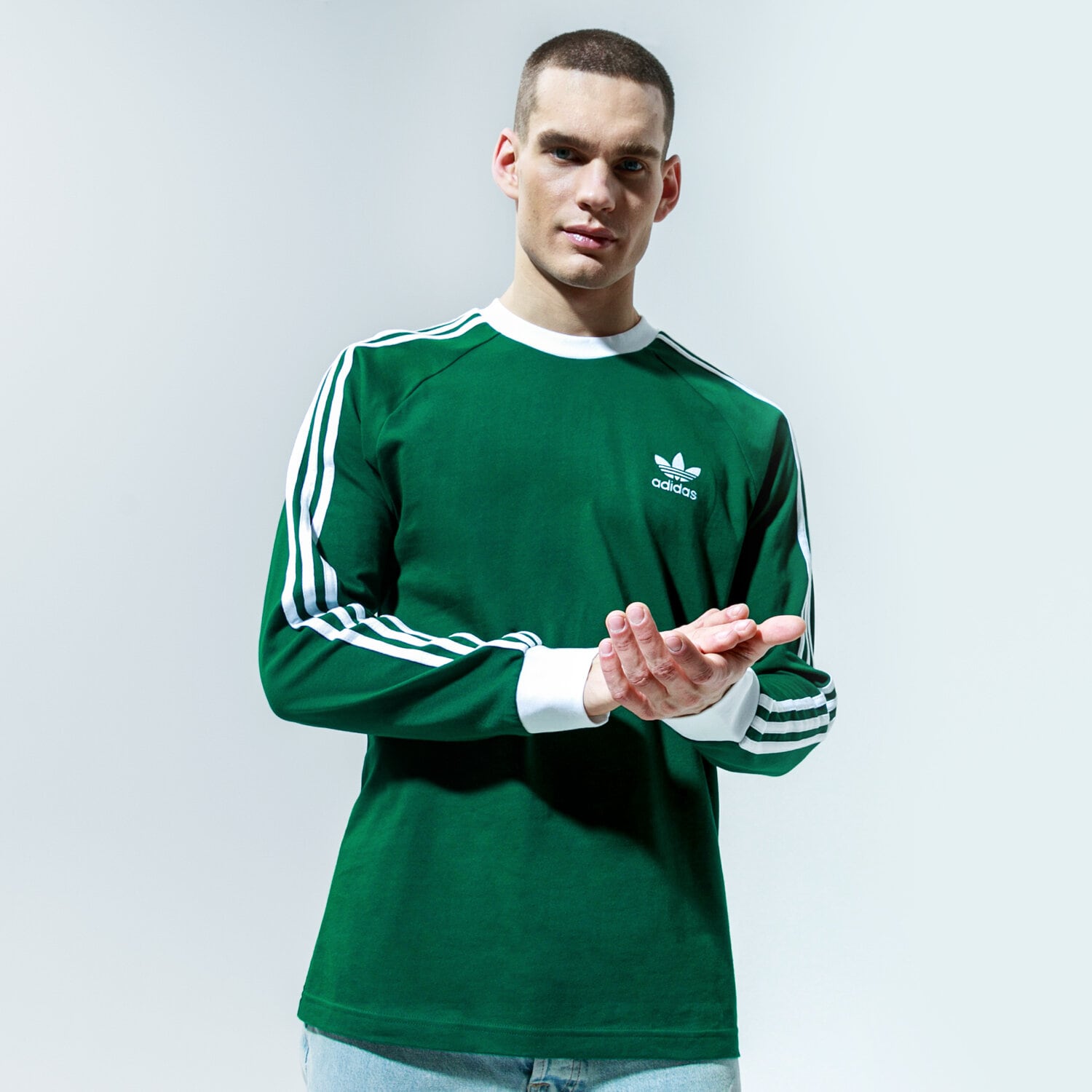Herren T-Shirt ADIDAS T-SHIRT 3-STRIPES LS T GD9937 Grün