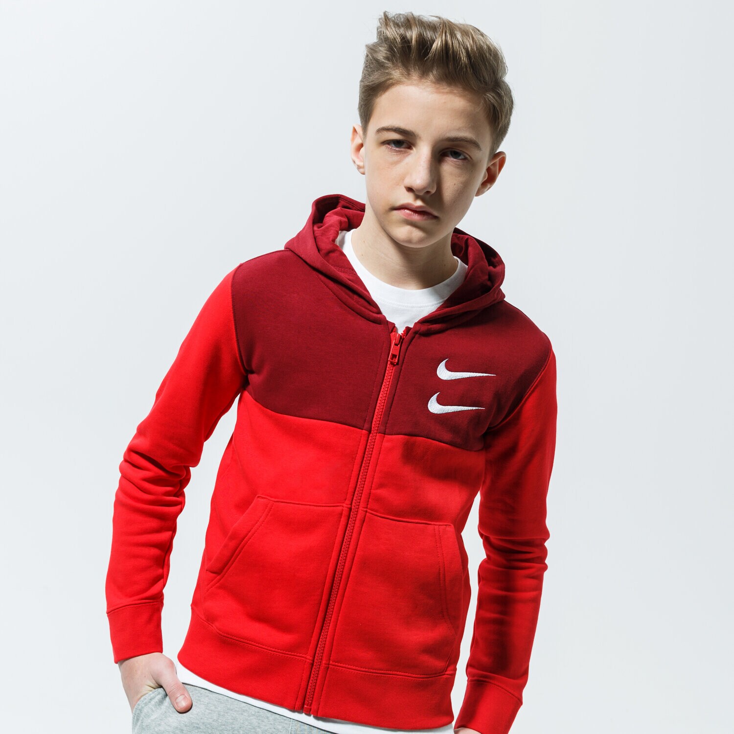 Kinder NIKE HOODIE SPORTSWEAR SWOOSH CU9206-657 Rot