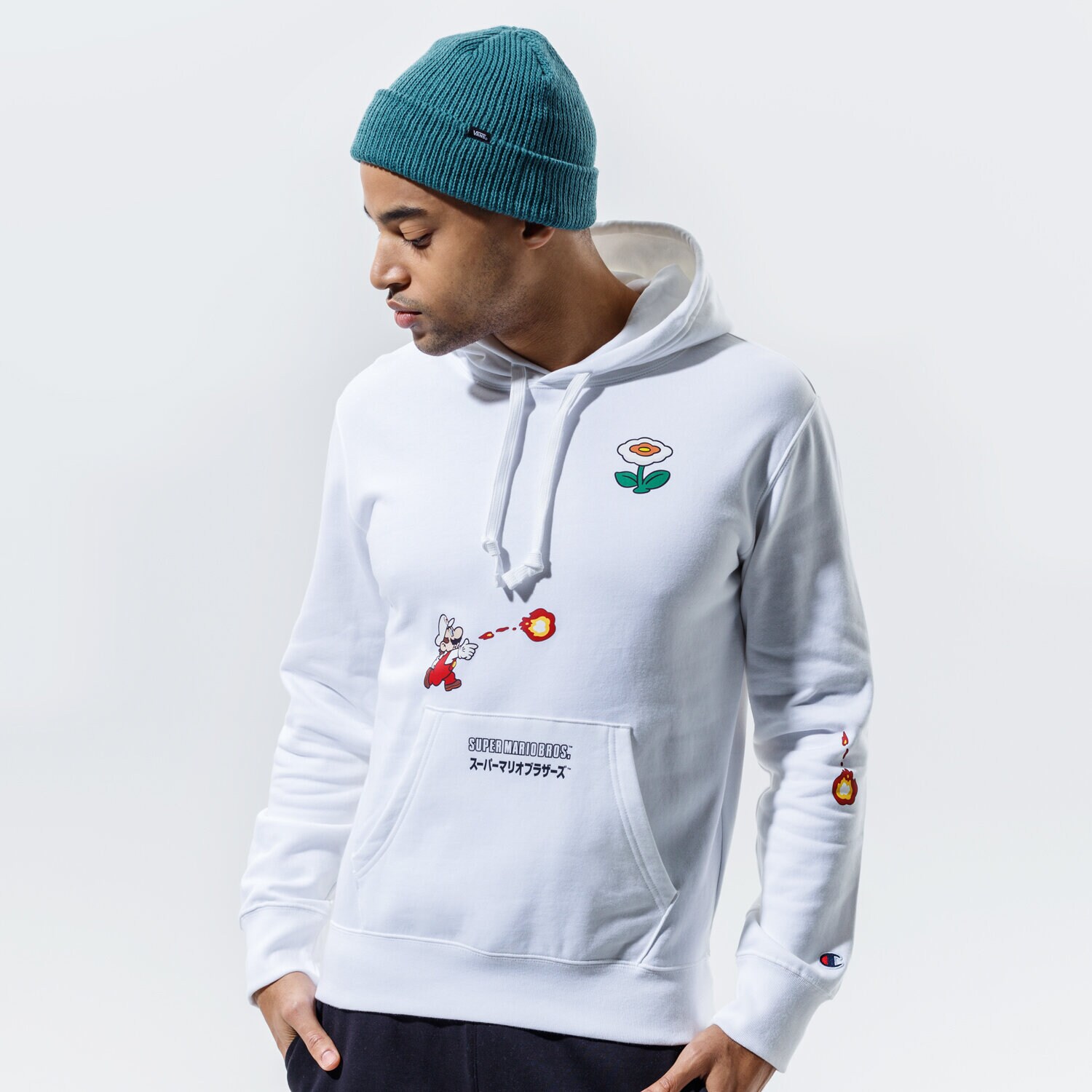 Herren CHAMPION HOODIE HOODED SWEATSHIRT 216868WW001 Weiß