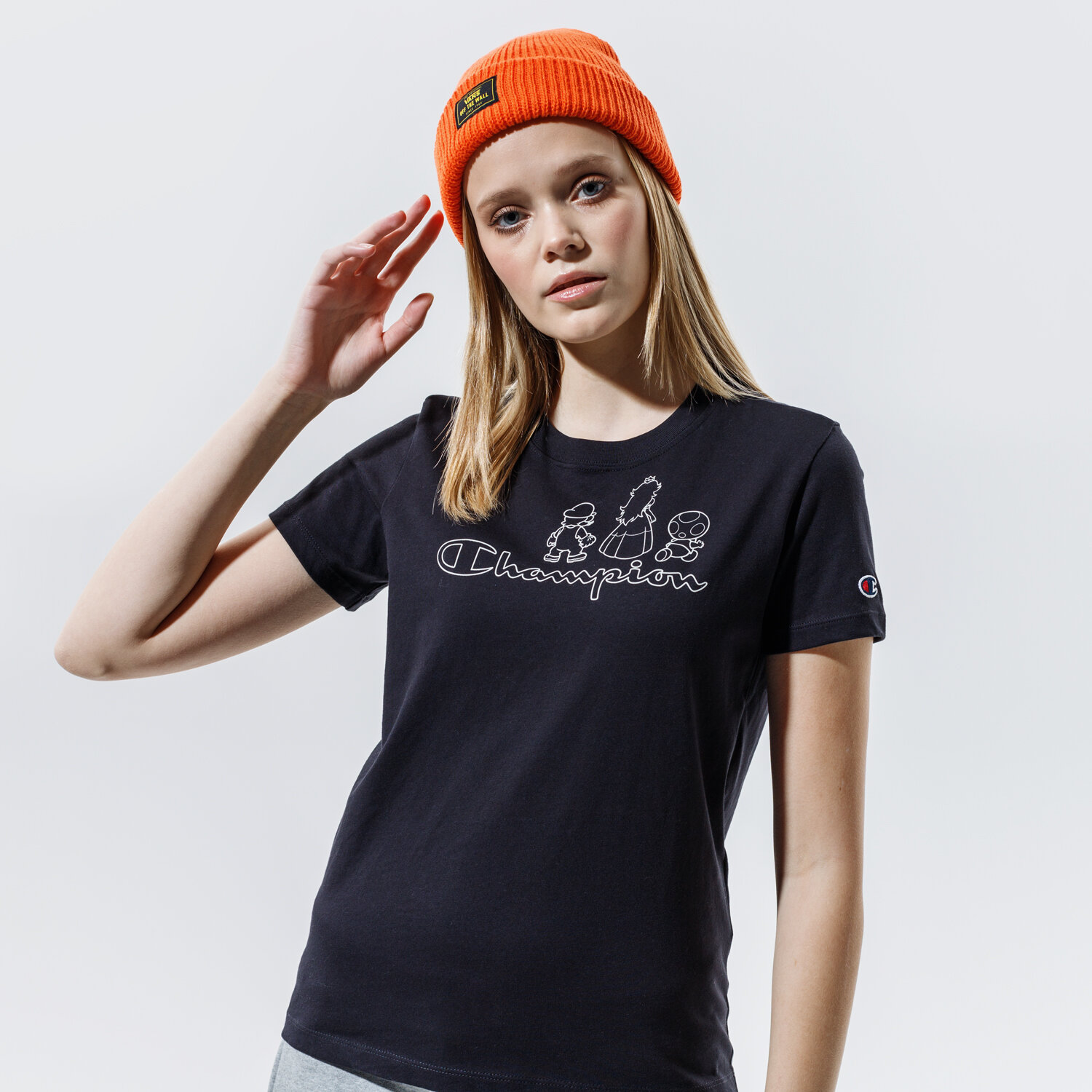 Damen T-Shirt CHAMPION T-SHIRT CREWNECK T-SHIRT 114714KK001 Schwarz
