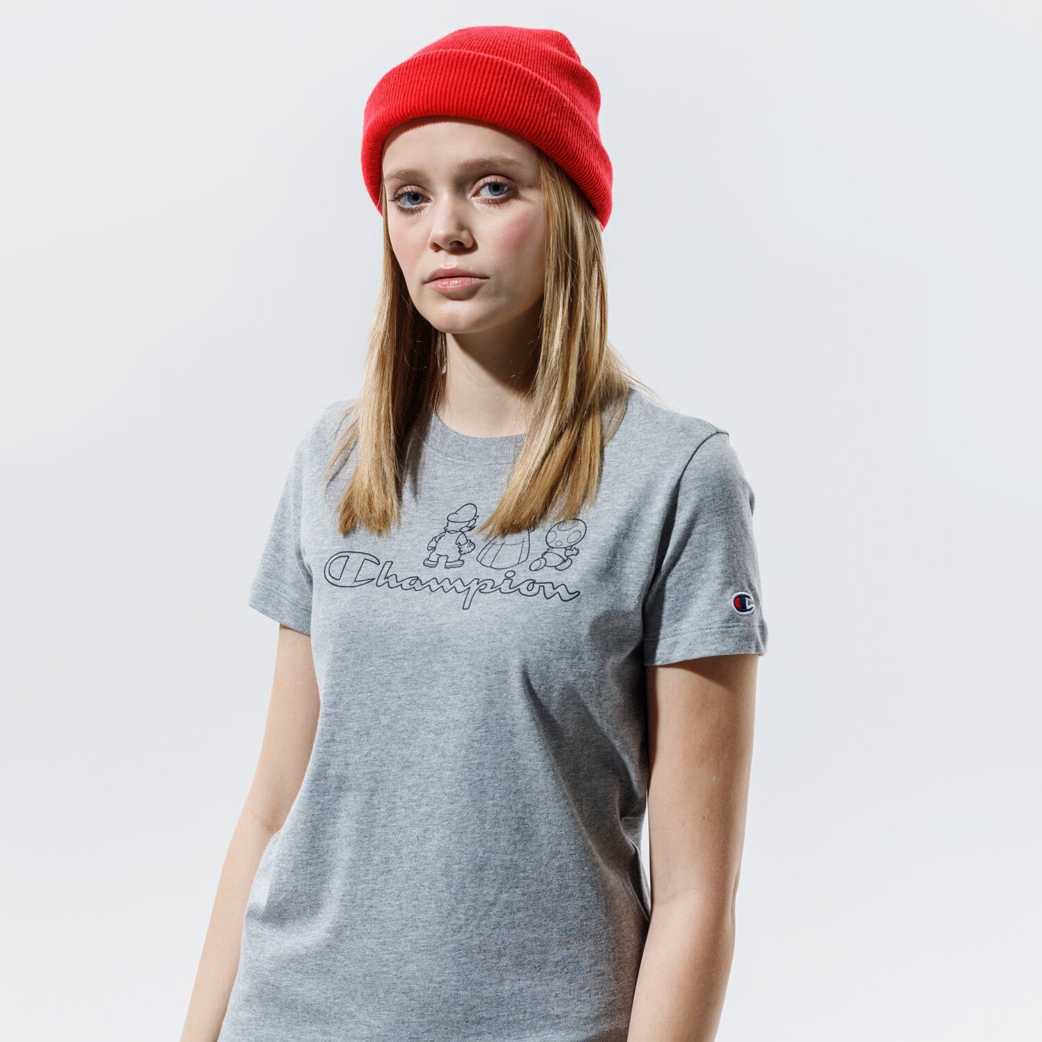 Damen T-Shirt CHAMPION T-SHIRT CREWNECK T-SHIRT 114714EM006 Grau