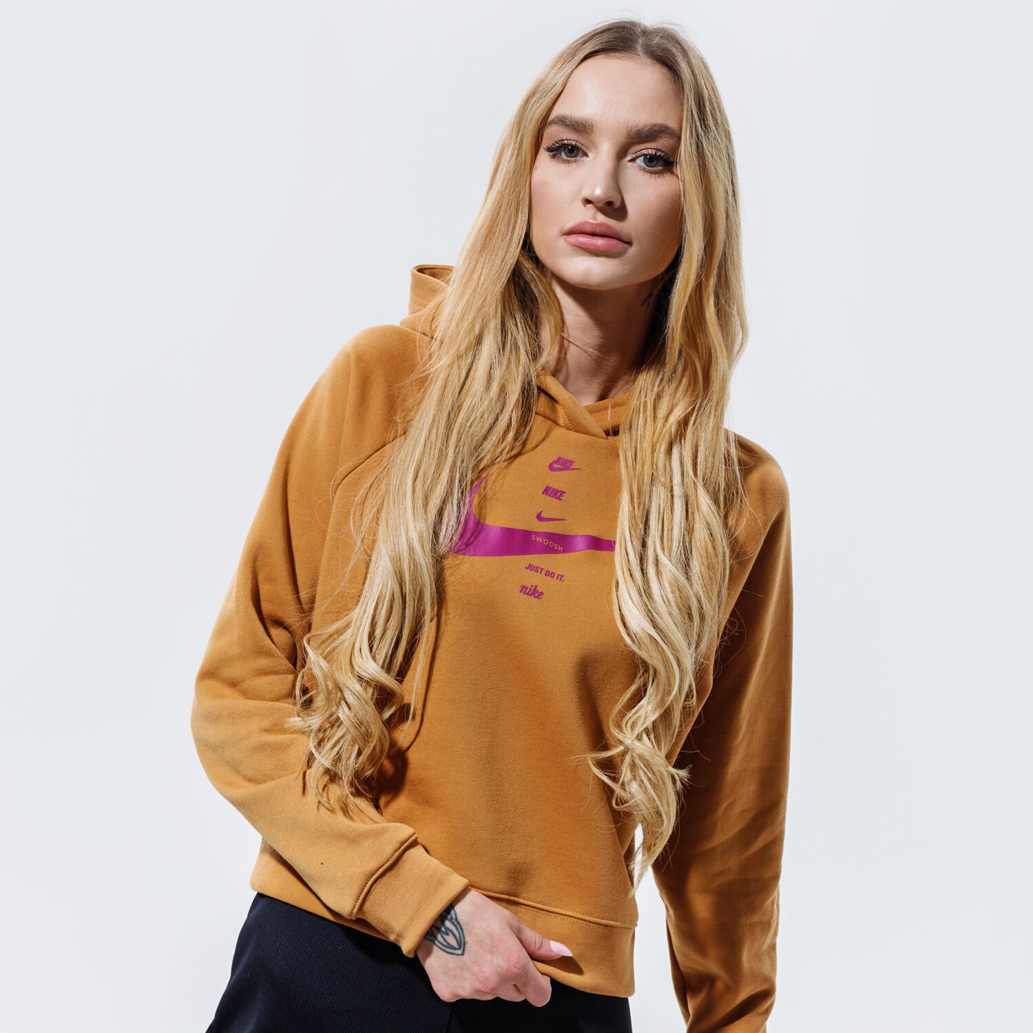 Damen NIKE HOODIE SPORTSWEAR SWOOSH CU5676-201 Beige