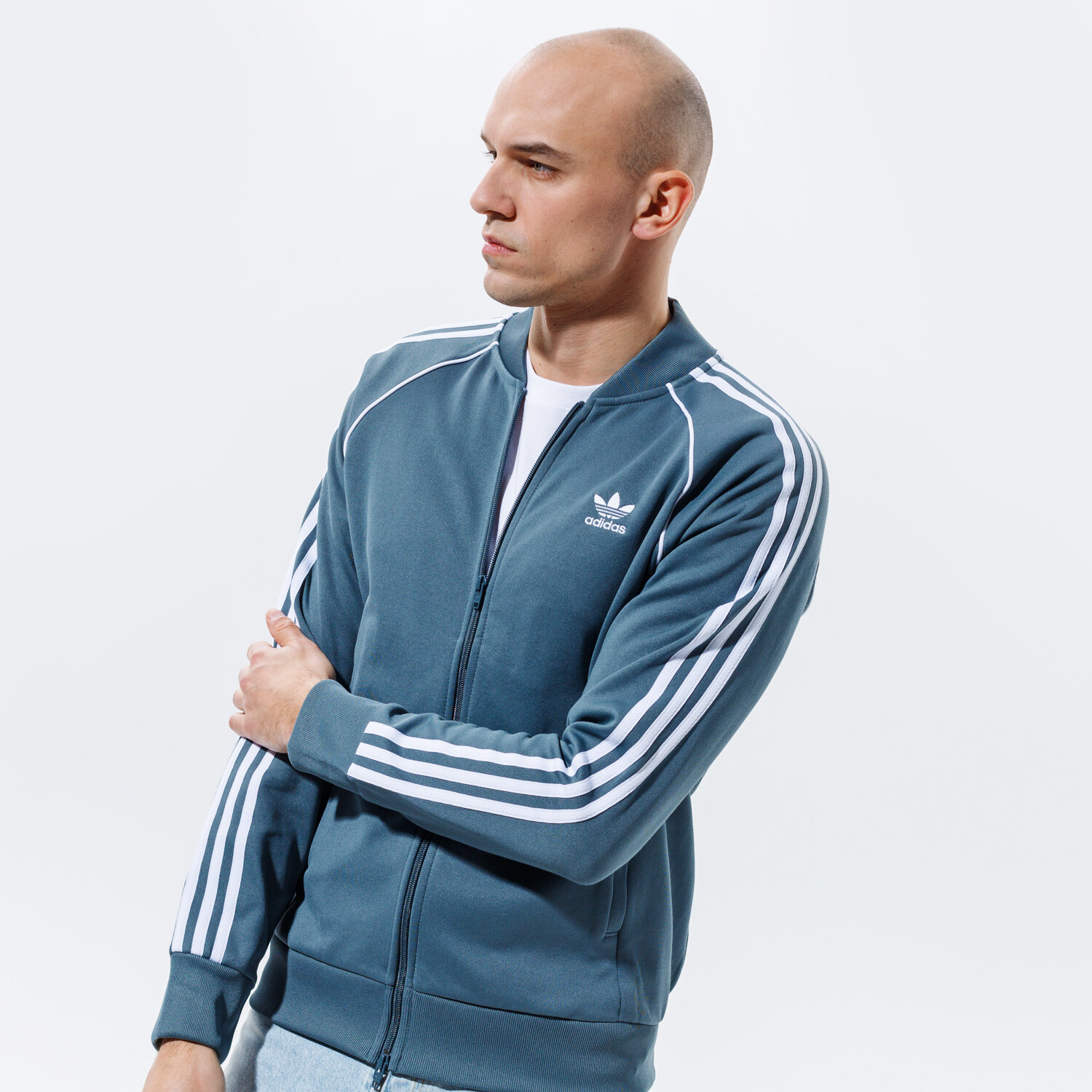 Herren ADIDAS SWEATSHIRT MIT REIßVERSCHLUSS SST TT P BLUE GN3516 Blau