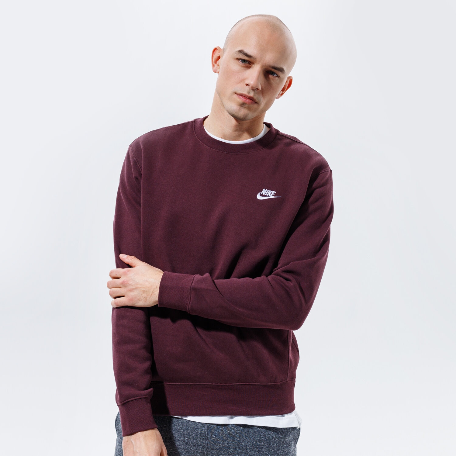 Herren NIKE SWEATSHIRT SPORTSWEAR CLUB BV2662-263 Dunkelrot