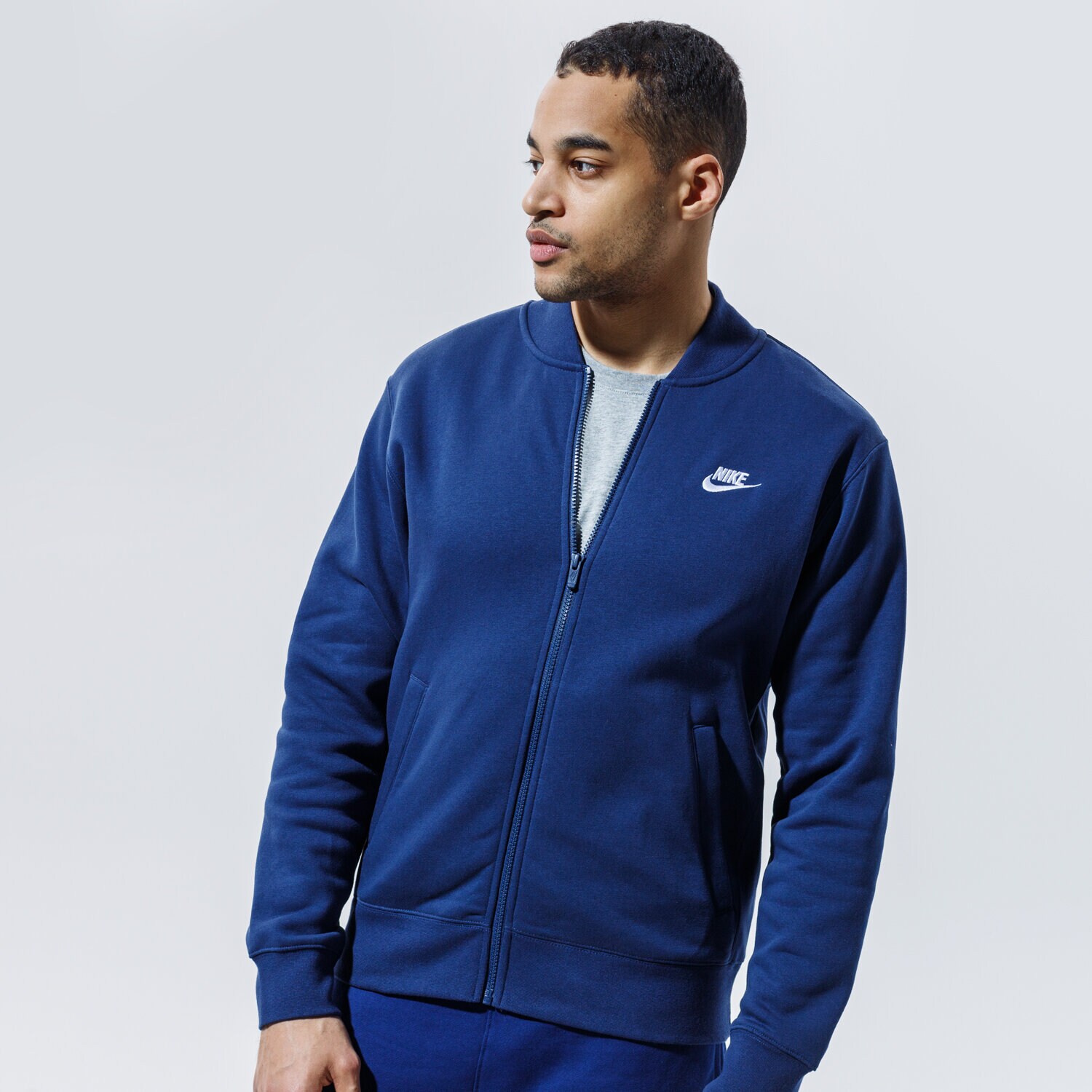 Herren NIKE SWEATSHIRT MIT REIßVERSCHLUSS   SPORTSWEAR CLUB FLEECE BV2686-411 Dunkelblau