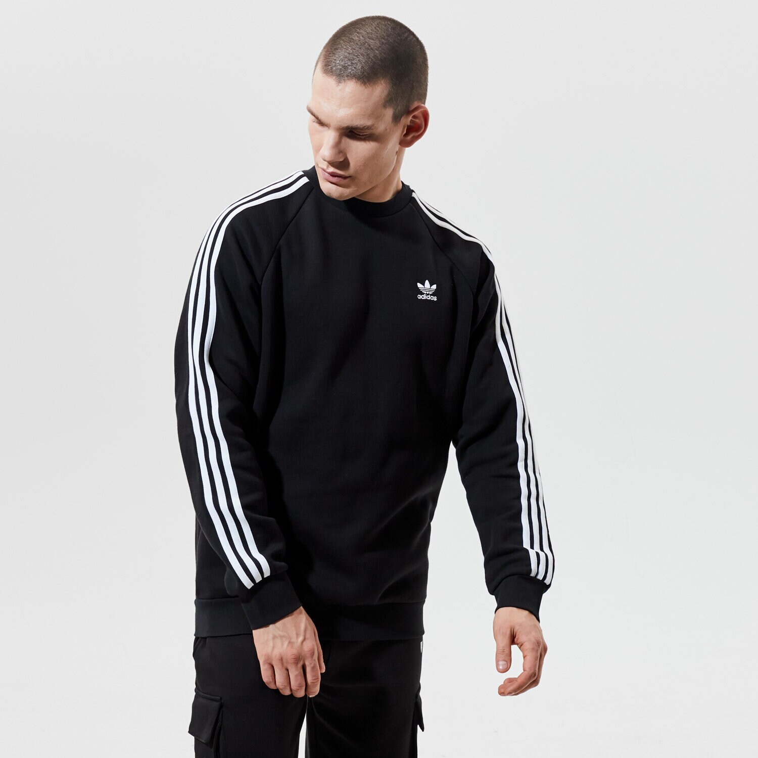Herren ADIDAS SWEATSHIRT 3-STRIPES CREW GN3487 Schwarz