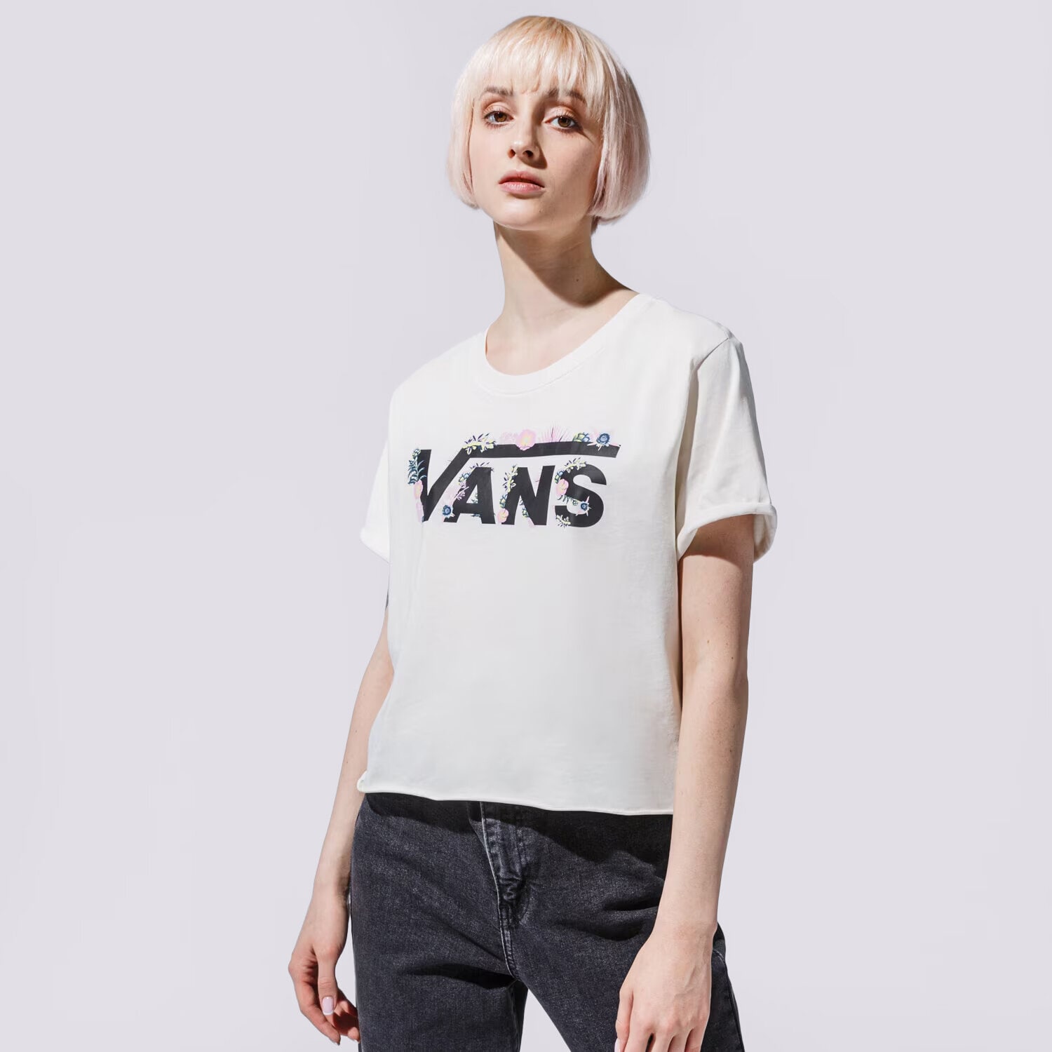 Damen T-Shirt VANS T-SHIRT WM BLOZZOM ROLL OUT MARSHMALLOW VN0A53Q2FS81 Weiß
