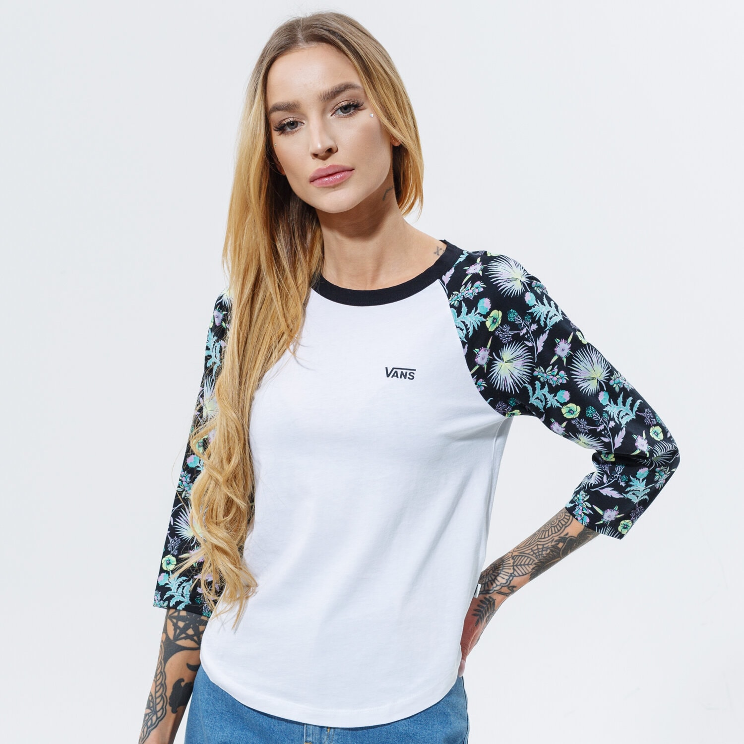 Damen T-Shirt VANS T-SHIRT WM CALIFAS WHITE/CALIFAS BLACK VN0A53PZZFK1 Weiß