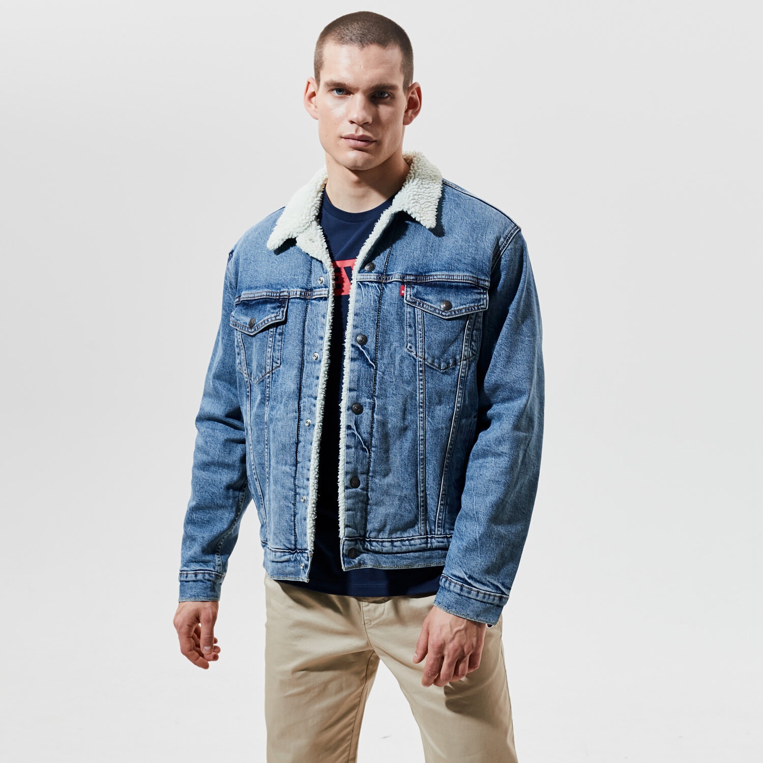 Herren Winterjacke LEVI'S JACKE TYPE 3 SHERPA TRUCKER 16365-0138 Blau