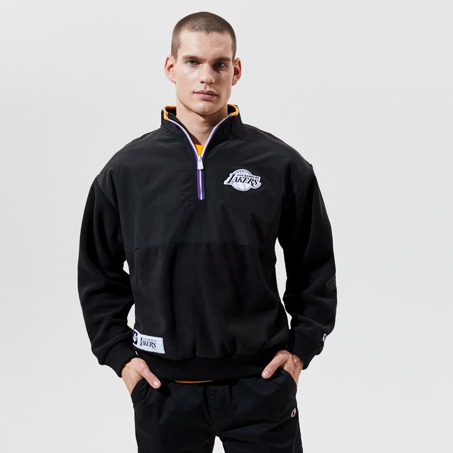 Herren NEW ERA FLEECESHIRT NBA 1/4 ZIP FLEECE LAKERS LOS ANGELES LA 12553331 Schwarz