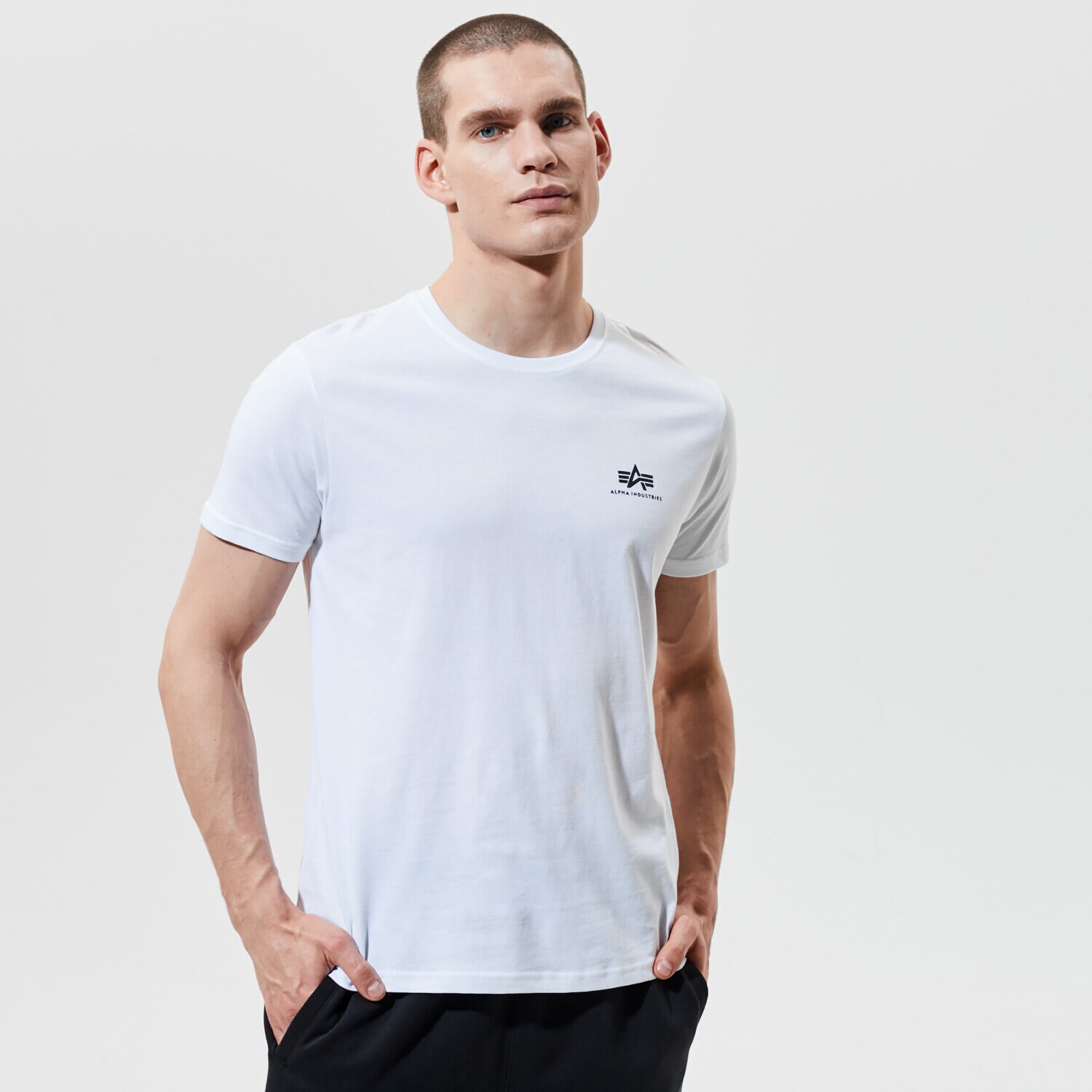 Herren T-Shirt ALPHA INDUSTRIES T-SHIRT BASIC T SMALL LOGO 188505-09 Weiß