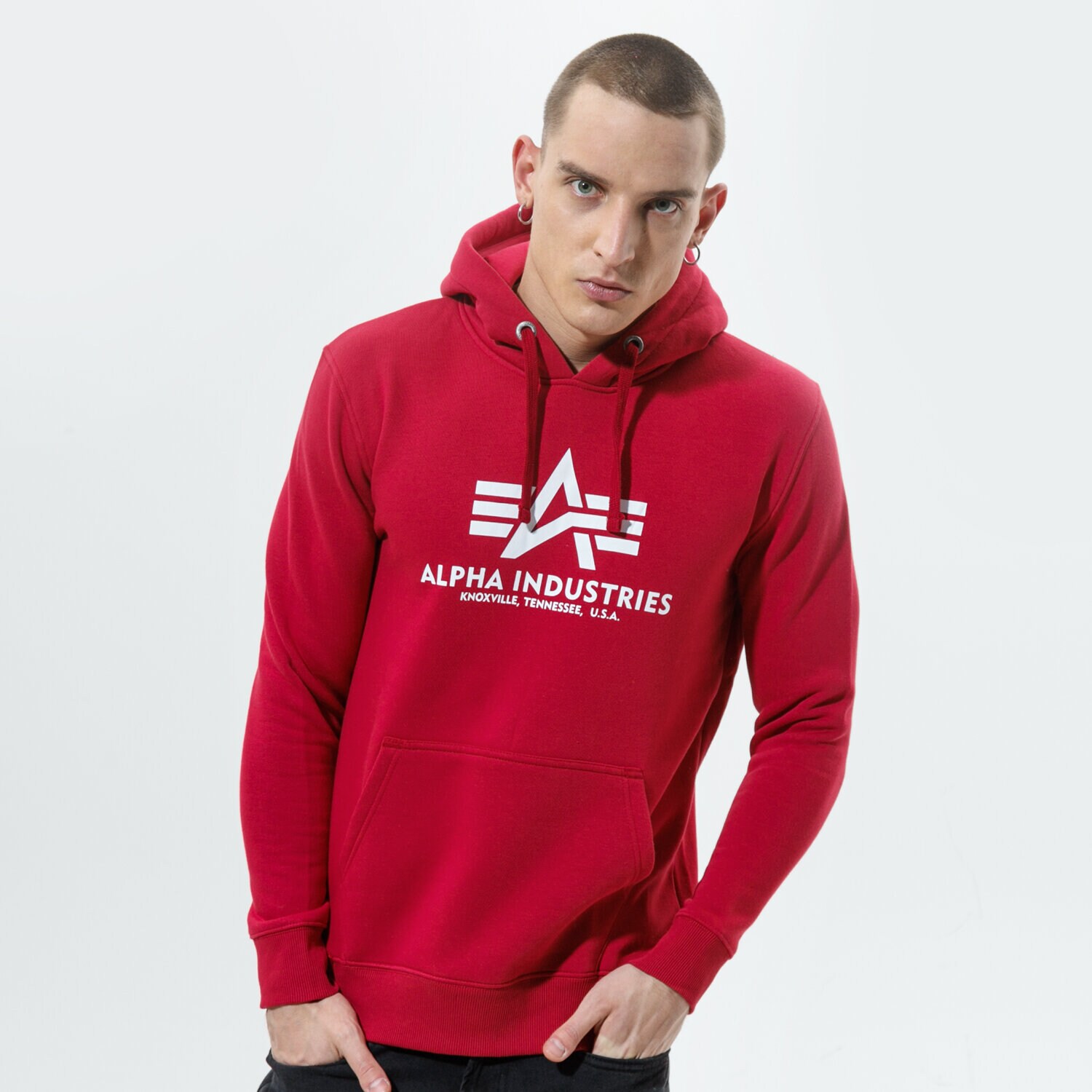 Herren ALPHA INDUSTRIES HOODIE BASIC HOODY 178312-523 Dunkelrot