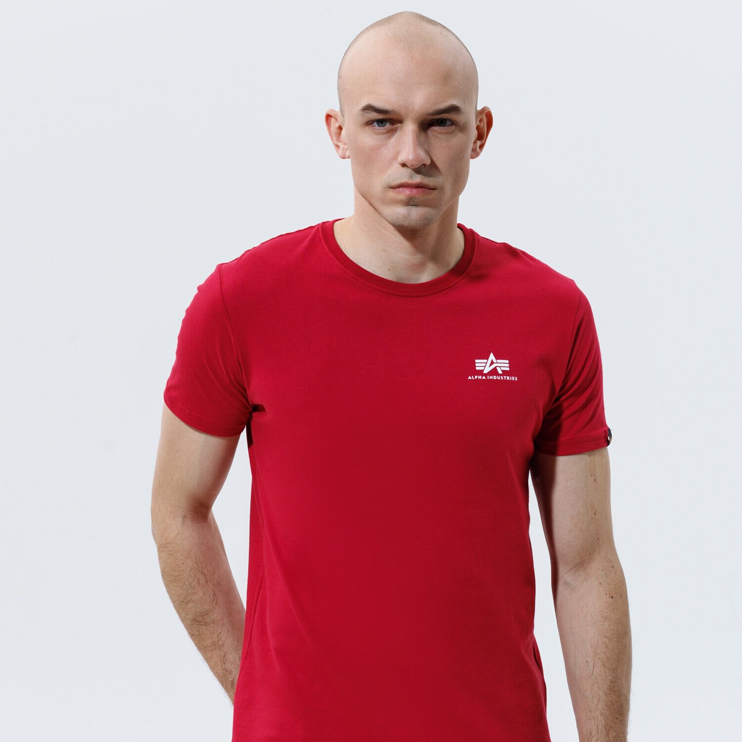 Herren T-Shirt ALPHA INDUSTRIES T-SHIRT BASIC T SMALL LOGO 188505-523 Rot