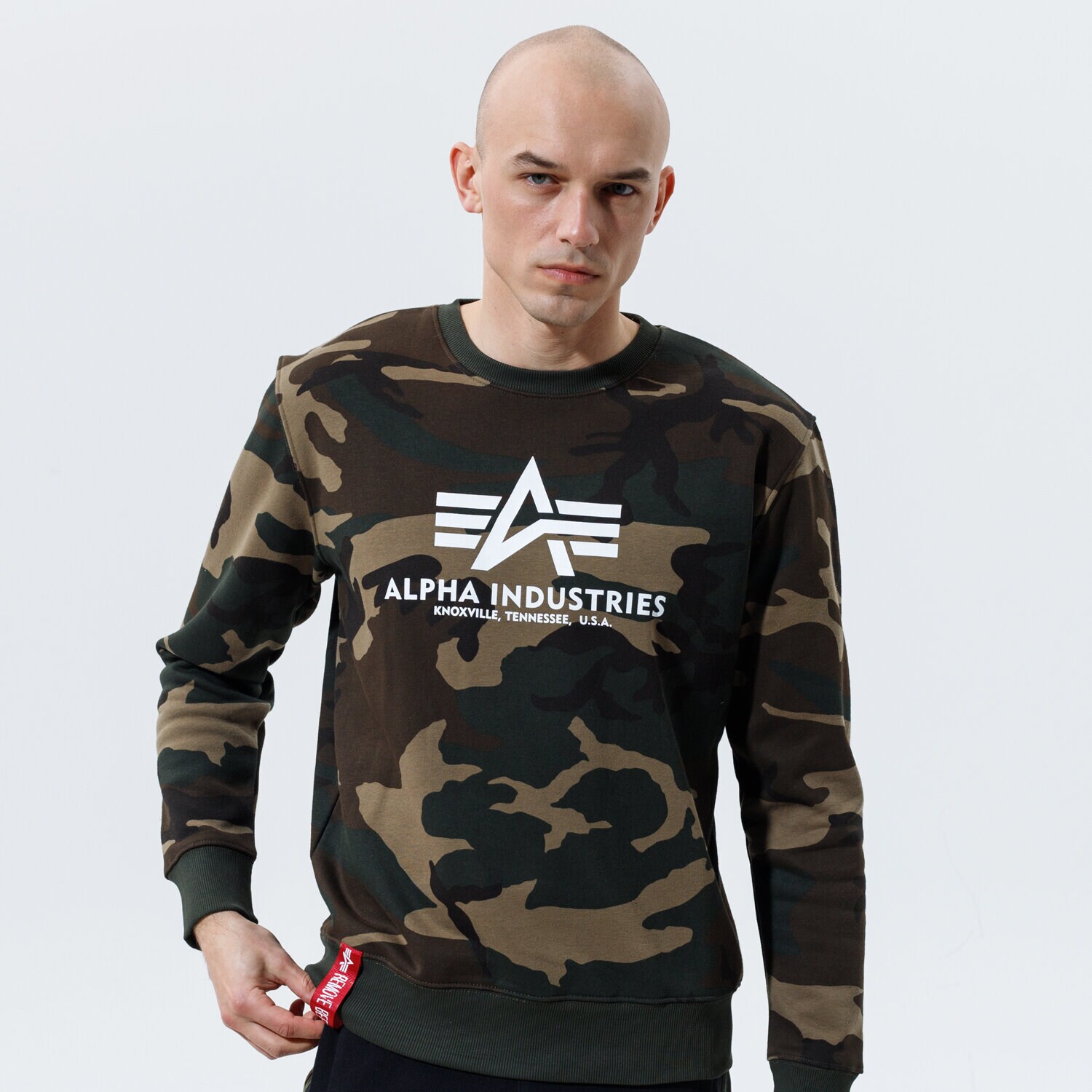 Herren ALPHA INDUSTRIES SWEATSHIRT BASIC SWEATER CAMO 178302C-408 Khaki