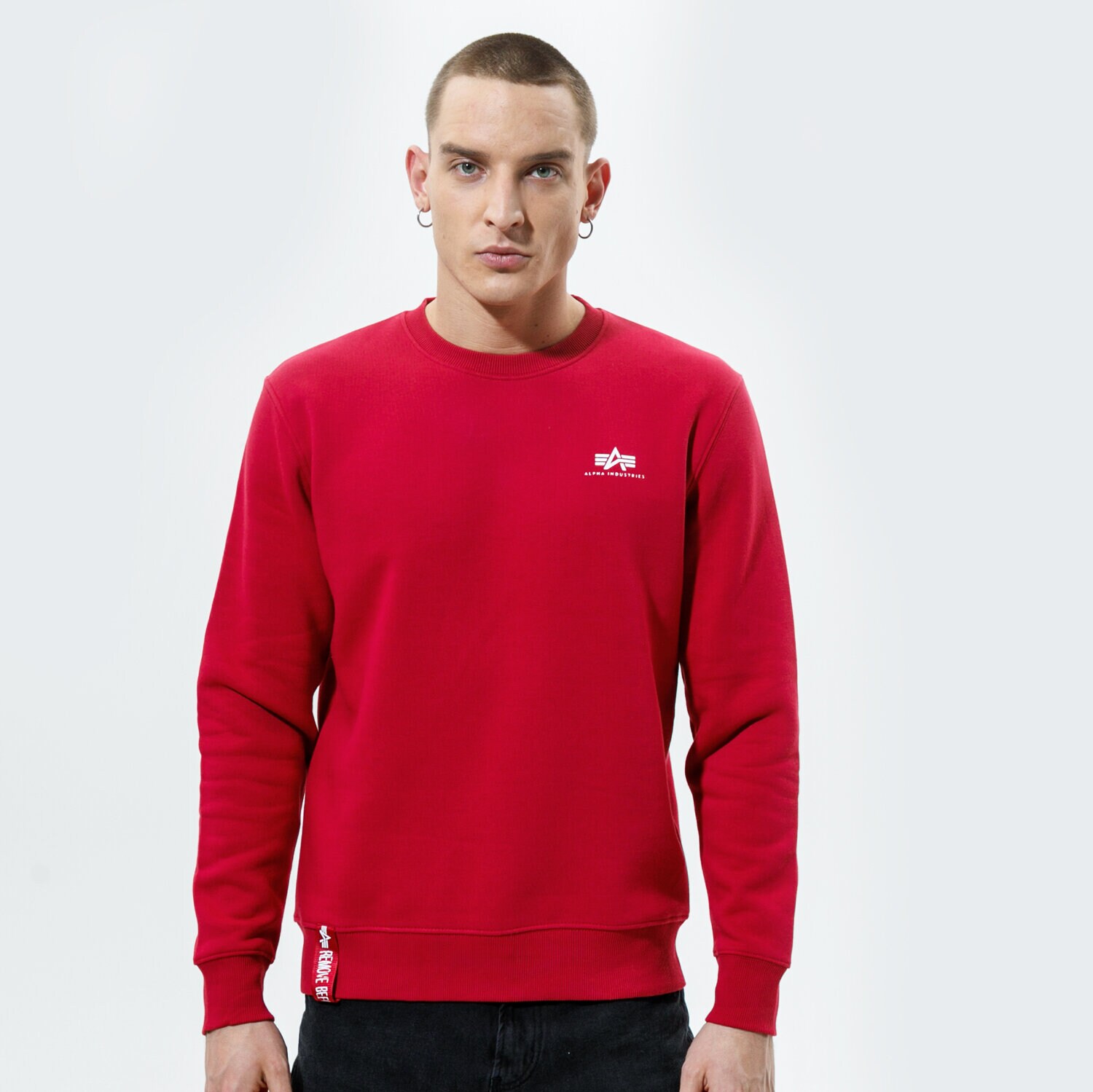 Herren ALPHA INDUSTRIES SWEATSHIRT   BASIC SWEATER SMALL LOGO 188307-523 Dunkelrot