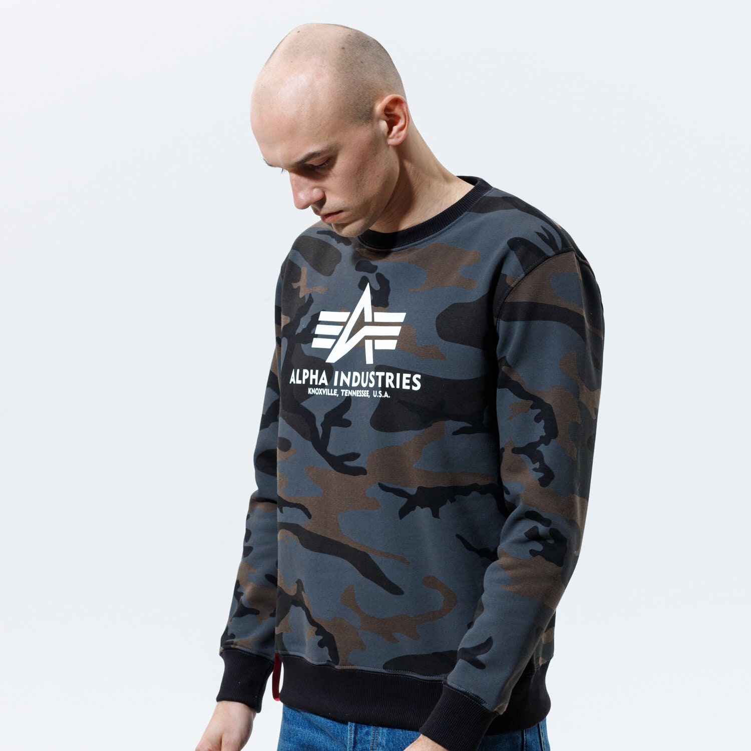 Herren ALPHA INDUSTRIES SWEATSHIRT BASIC SWEATER CAMO 178302C-125 Khaki