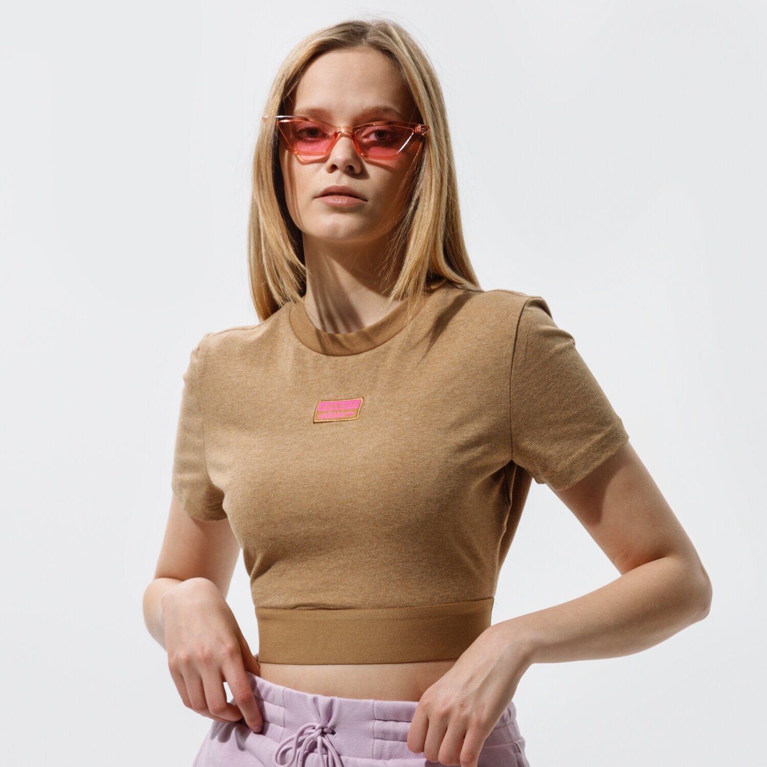 Damen T-Shirt ADIDAS T-SHIRT CROPPED TEE GN4327 Braun