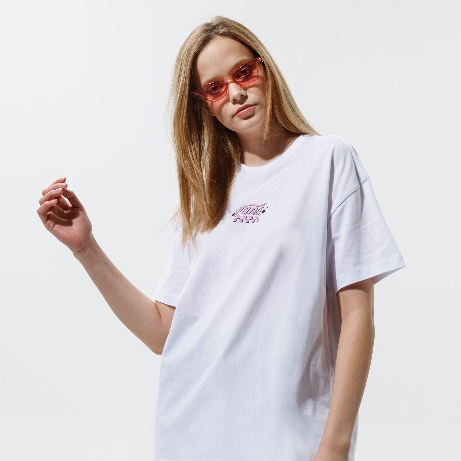 Damen T-Shirt VANS T-SHIRT CHECK TOGETHER O/S VN0A54VIWHT1 Weiß