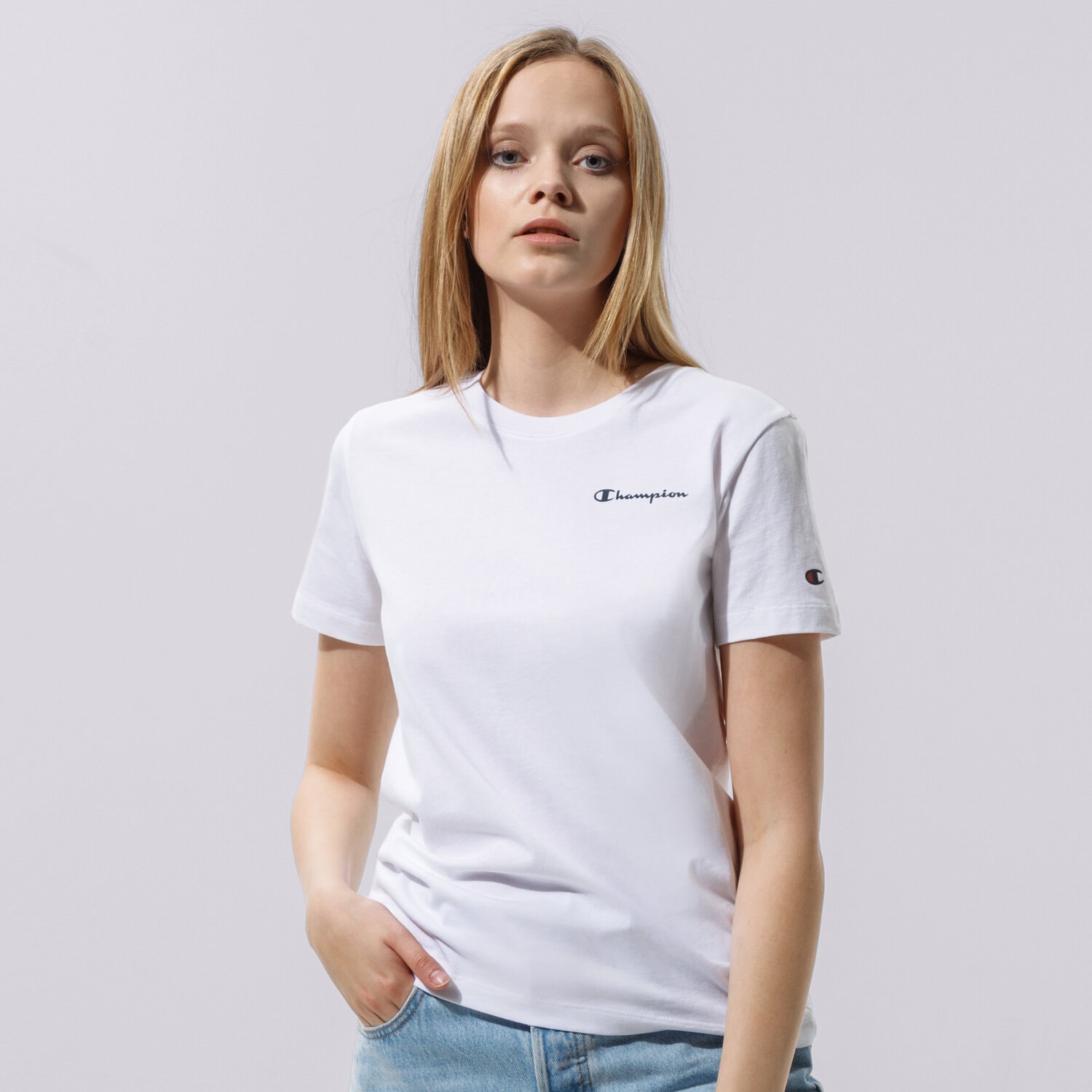 Damen T-Shirt CHAMPION T-SHIRT CREWNECK T-SHIRT 112605WW001 Weiß
