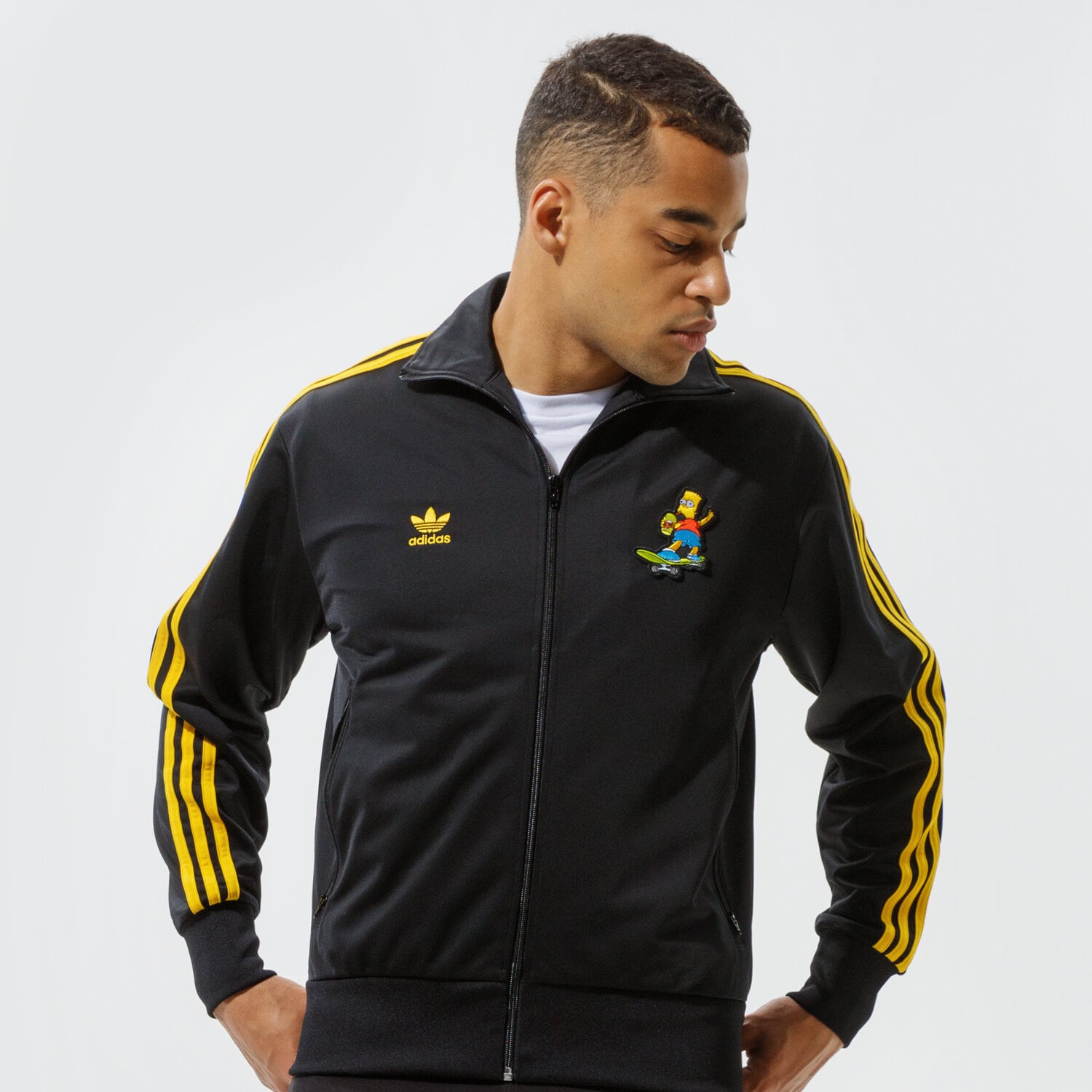 Herren ADIDAS SWEATSHIRT MIT REIßVERSCHLUSS   SIMPSONS FIREBIRD TRA HA5814 Schwarz