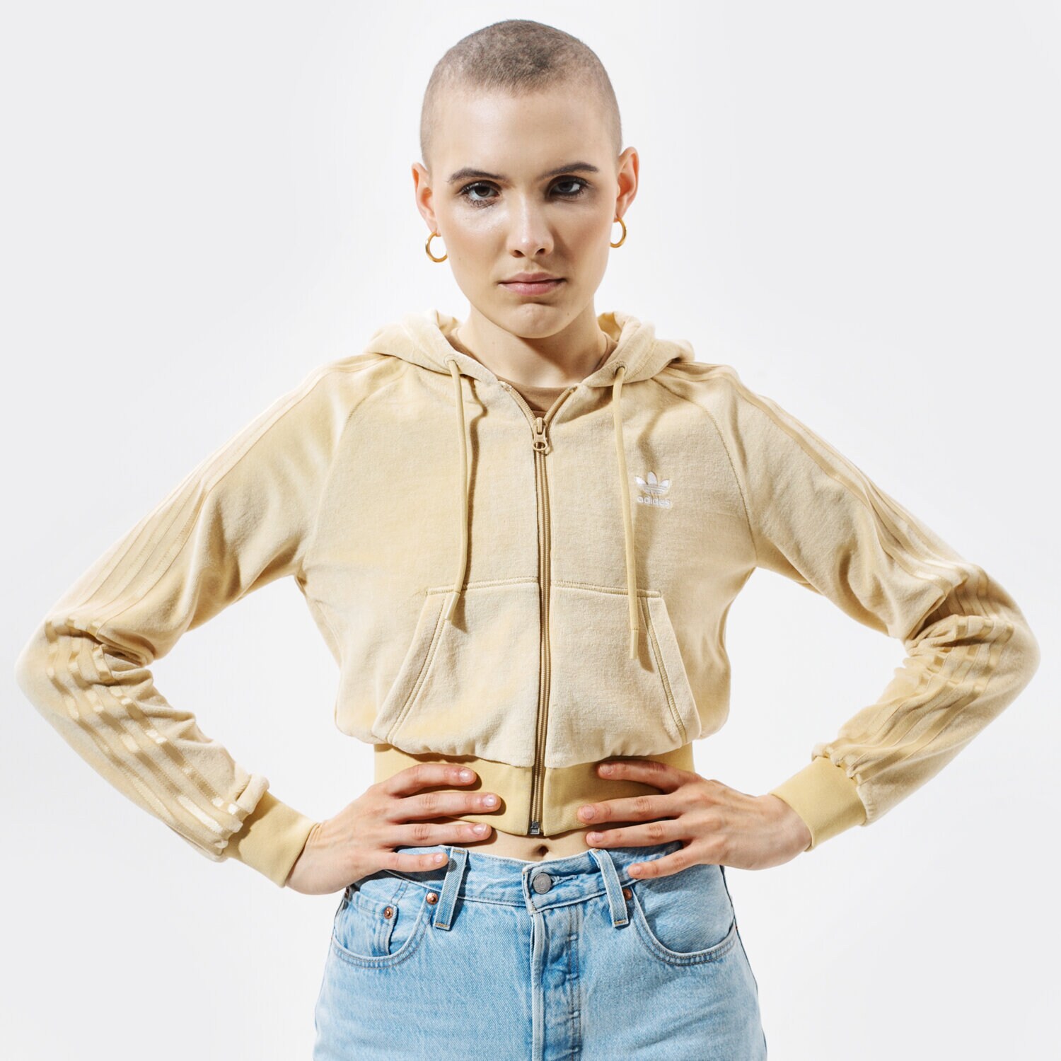 Damen ADIDAS HOODIE CROP FZ HOOD H18826 Khaki