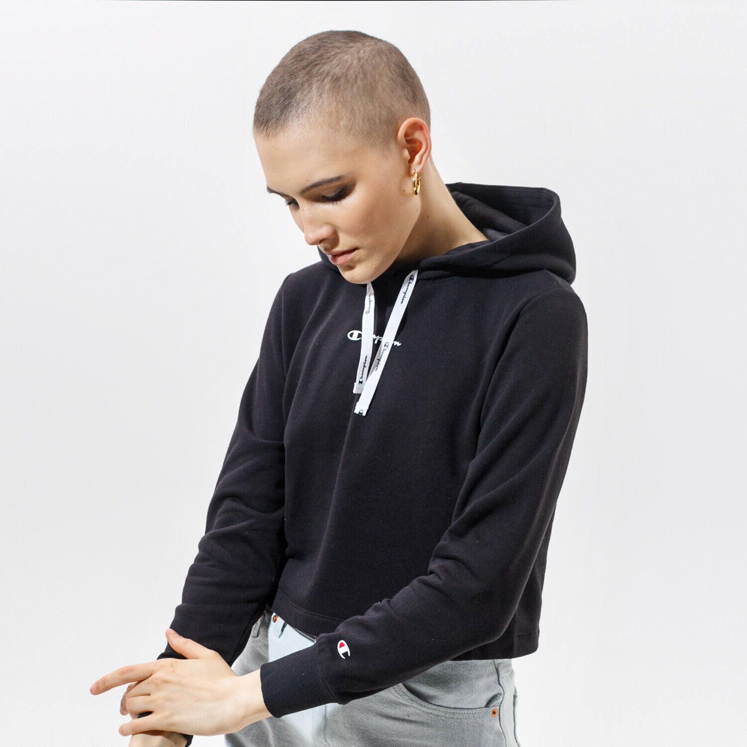 Damen CHAMPION HOODIE HOODED SWEATSHIRT 112586KK001 Schwarz
