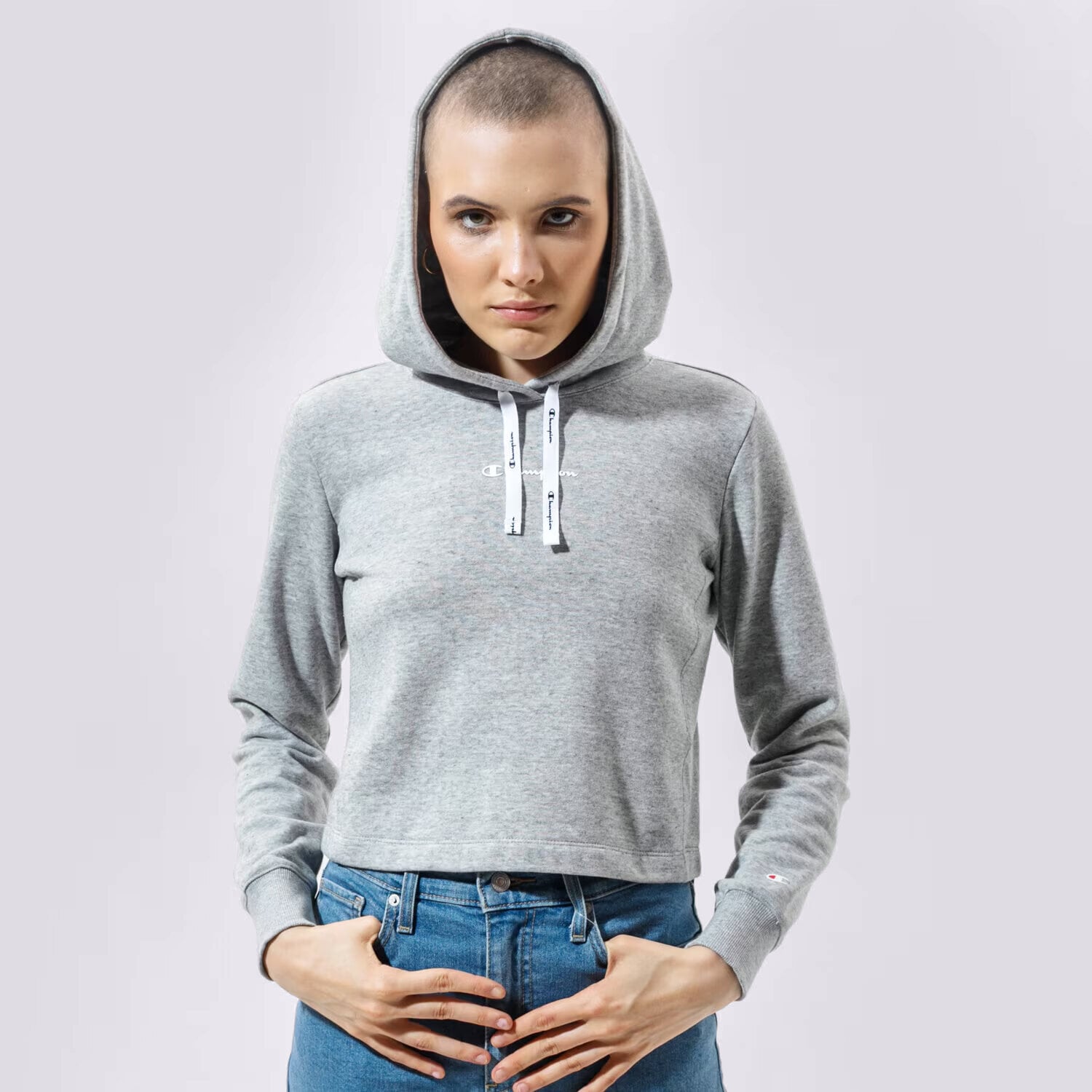 Damen CHAMPION HOODIE HOODED SWEATSHIRT 112586EM029 Grau
