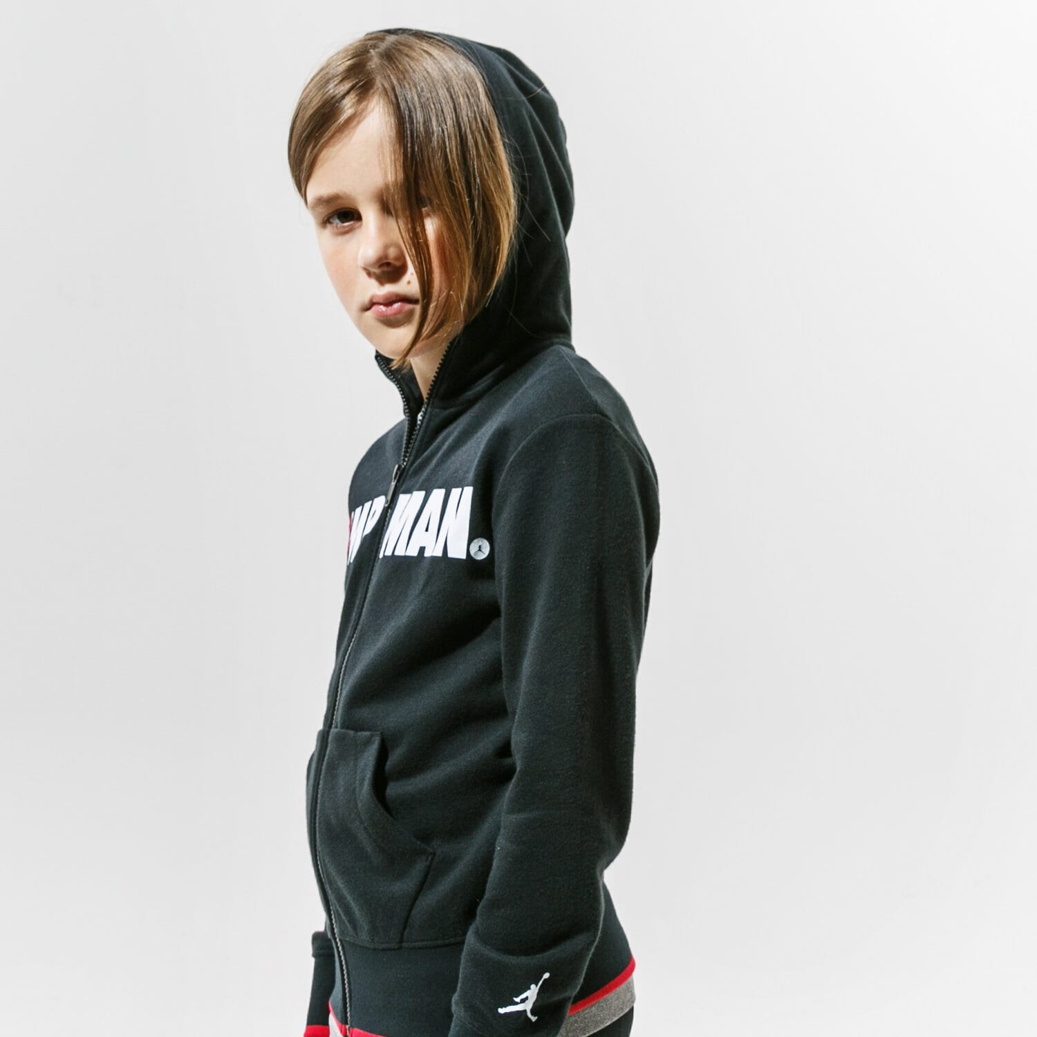 Kinder JORDAN SWEATSHIRT MIT REIßVERSCHLUSS   Z KAPTUREM JDB JUMPMA 95A293-023 Schwarz