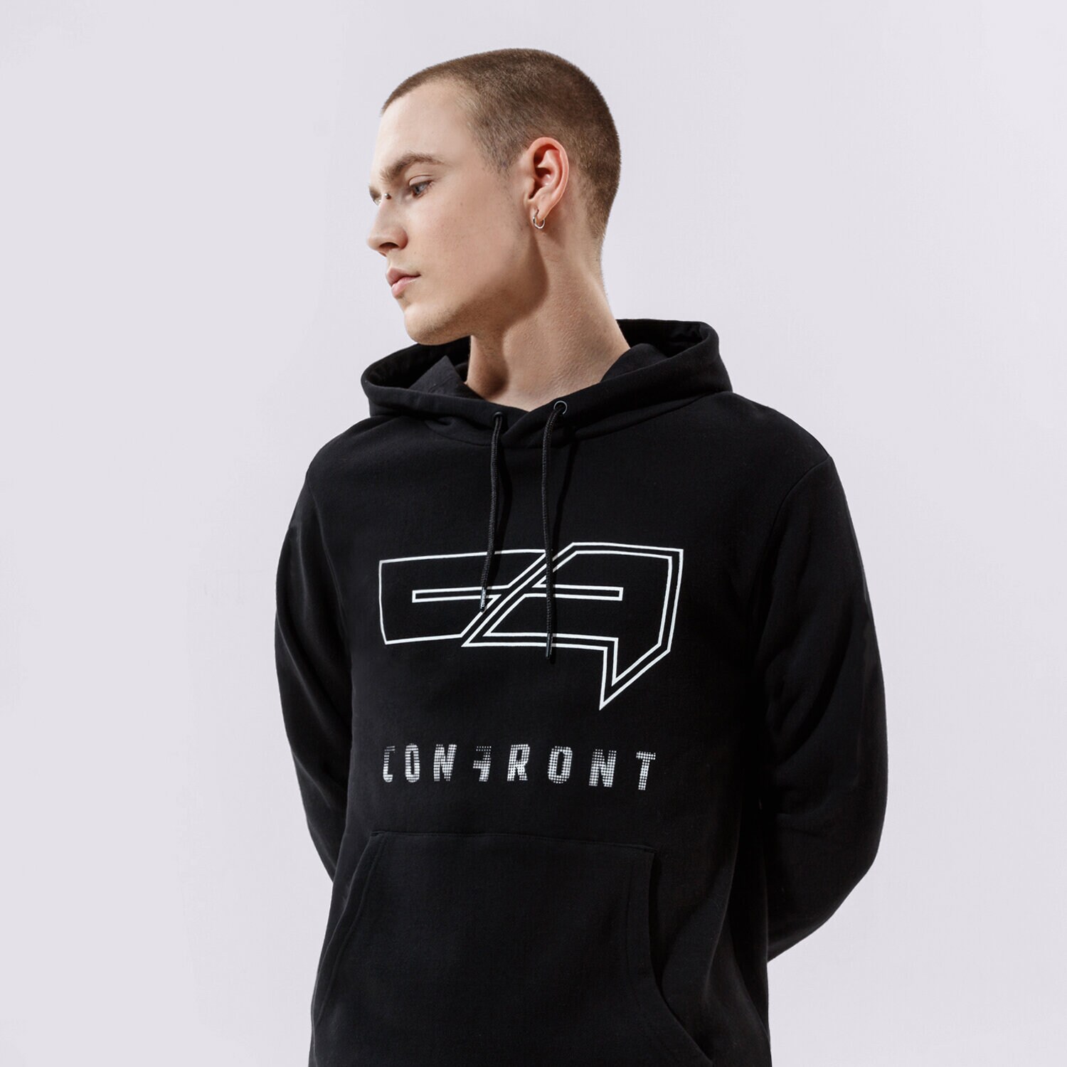 Herren CONFRONT HOODIE LOGO HOODY BLACK  CF121BLM24001 Schwarz
