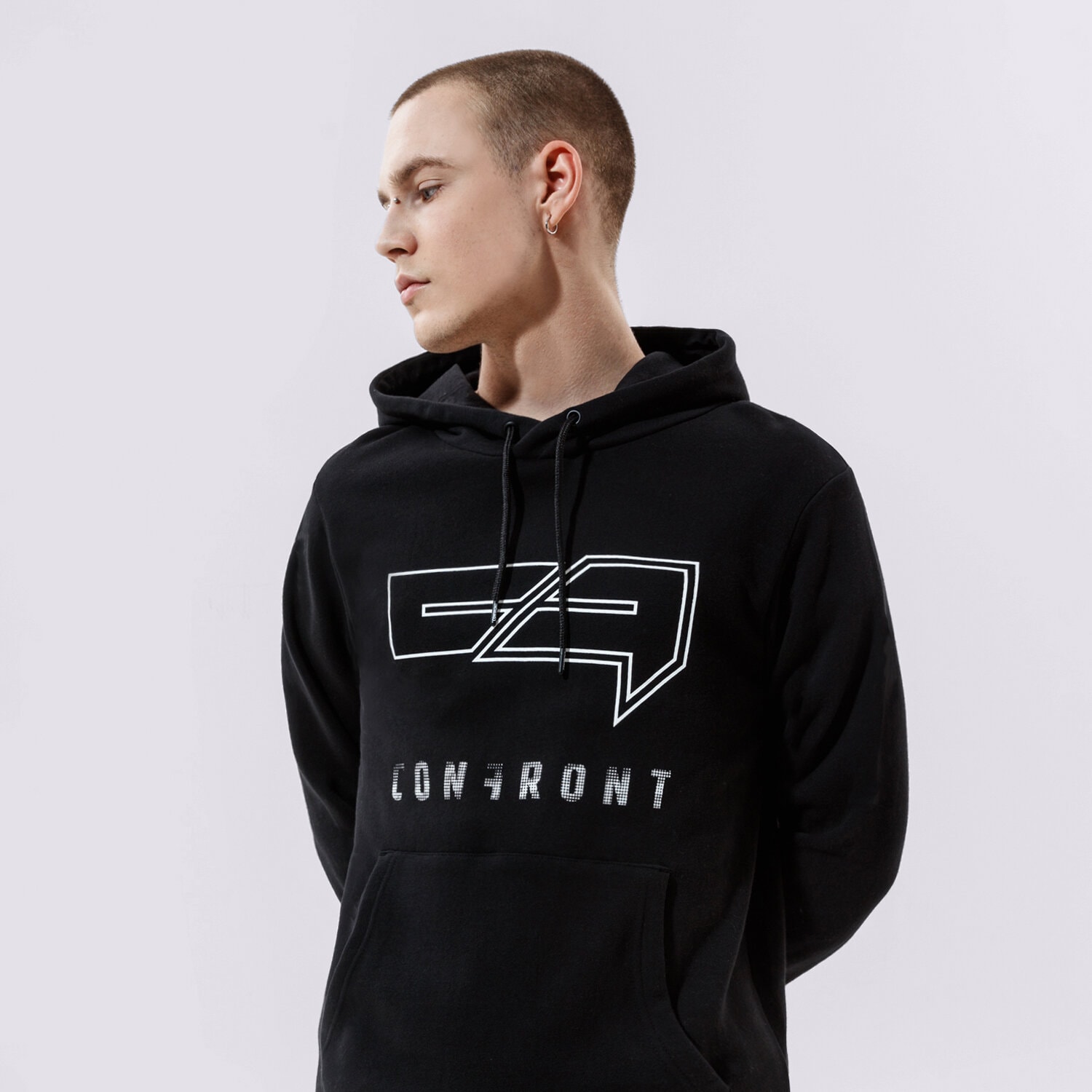 Herren CONFRONT HOODIE LOGO HOODY BLACK  CF121BLM24001 Schwarz