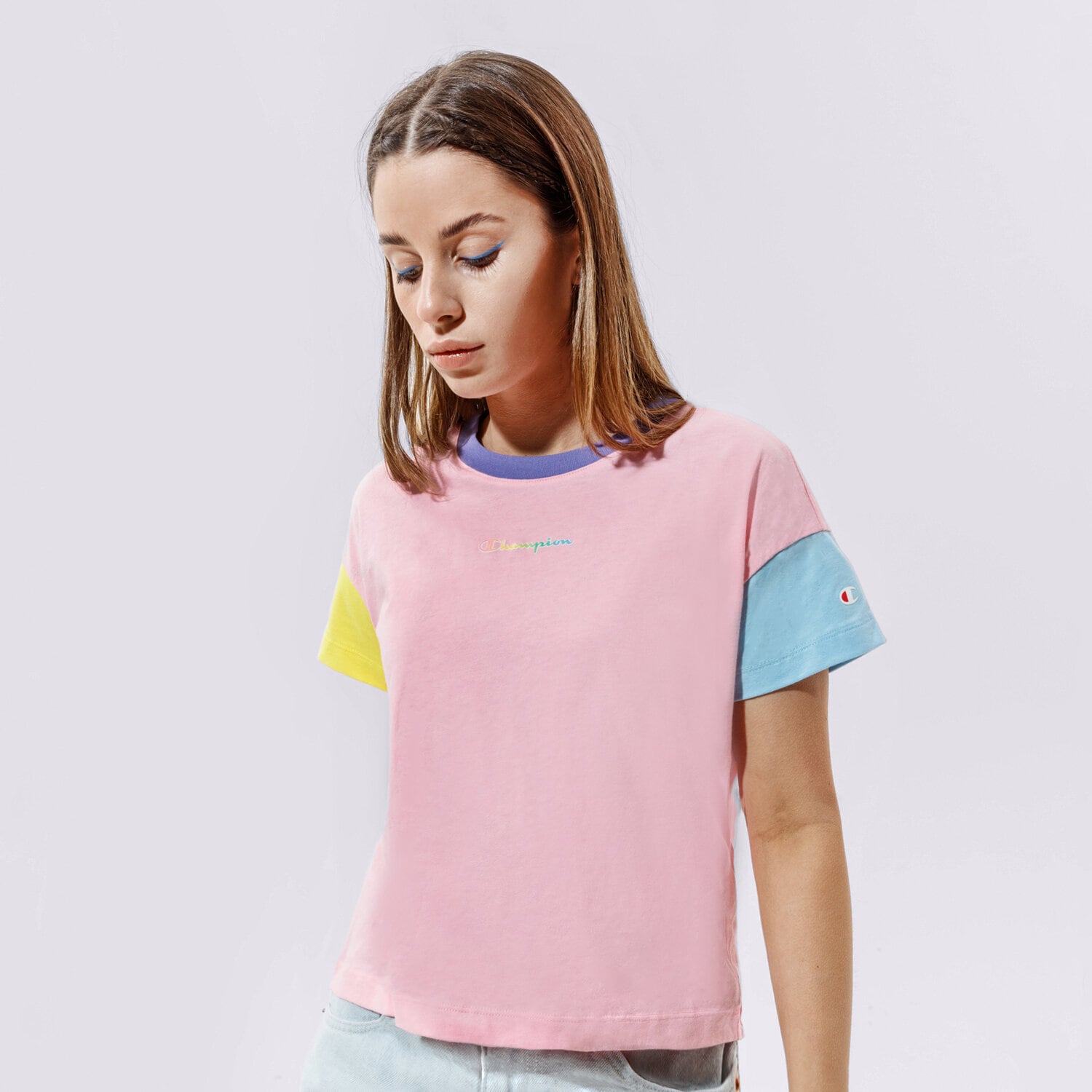 Damen T-Shirt CHAMPION T-SHIRT CREWNECK CROPTOP 114329PS024 Multicolor