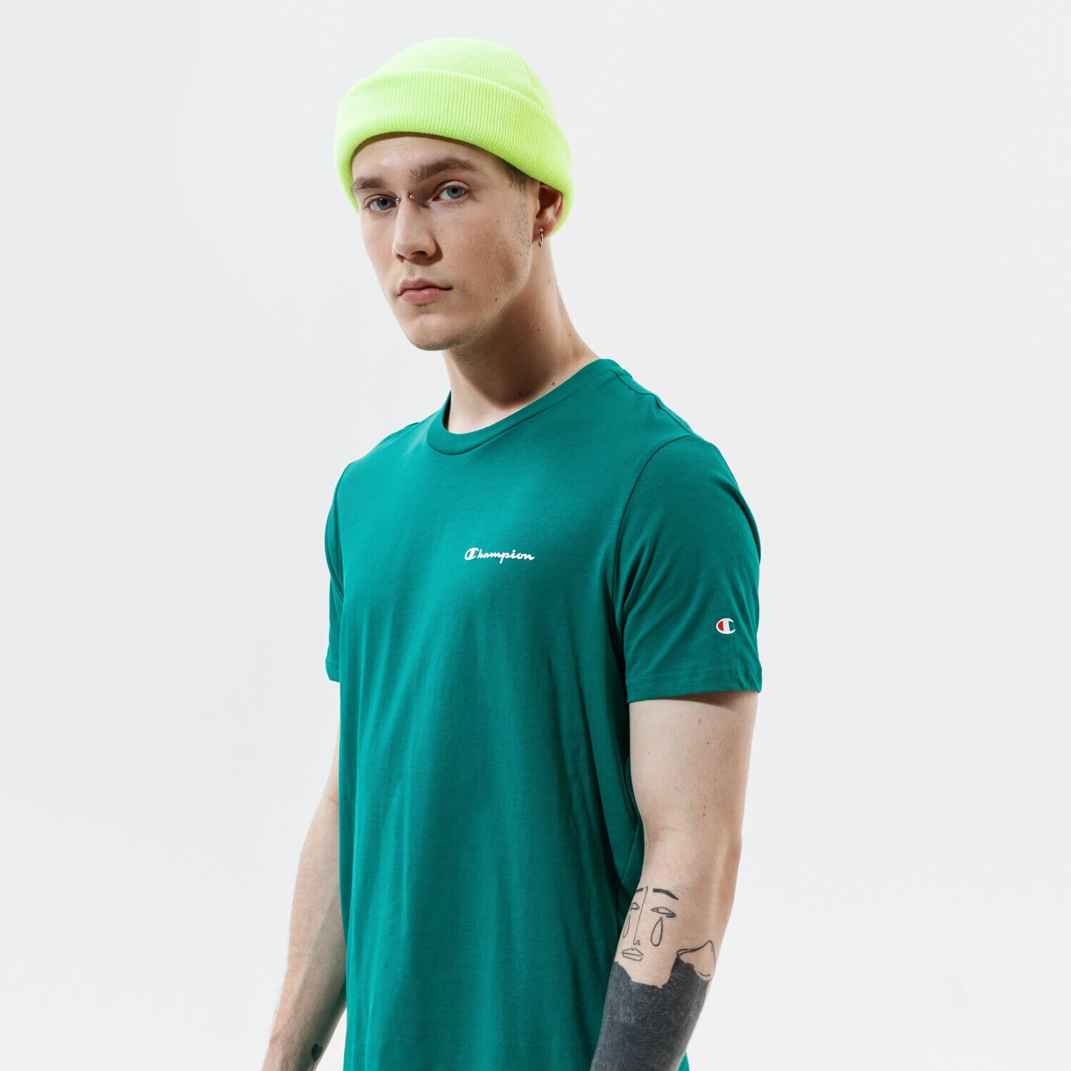 Herren T-Shirt CHAMPION T-SHIRT CREWNECK T-SHIRT 214153GS040 Grün
