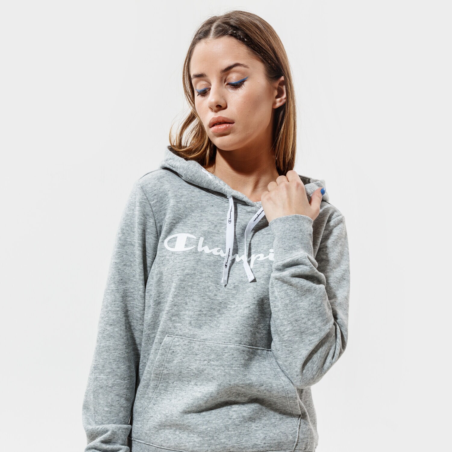 Damen CHAMPION HOODIE HOODED SWEATSHIRT 112580EM029 Grau