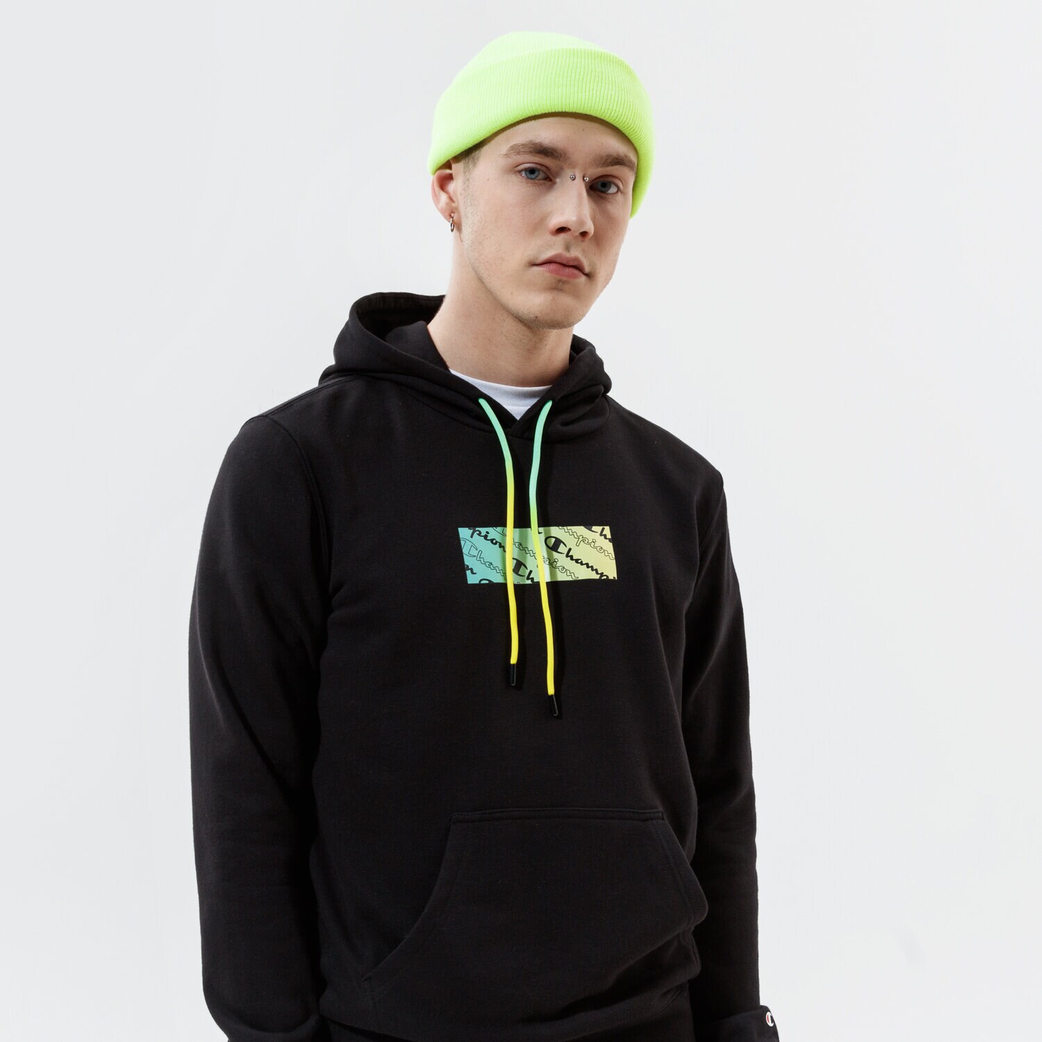 Herren CHAMPION HOODIE HOODED SWEATSHIRT 215785KK001 Schwarz