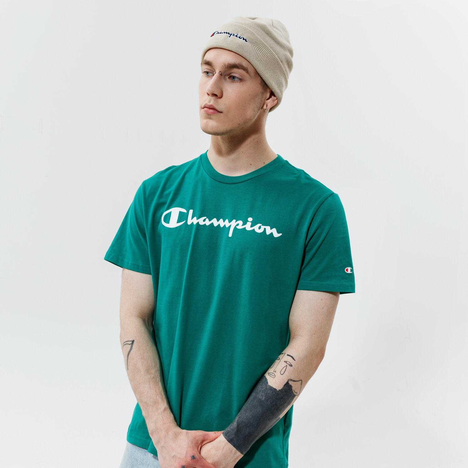 Herren T-Shirt CHAMPION T-SHIRT CREWNECK T-SHIRT 216957GS040 Grün