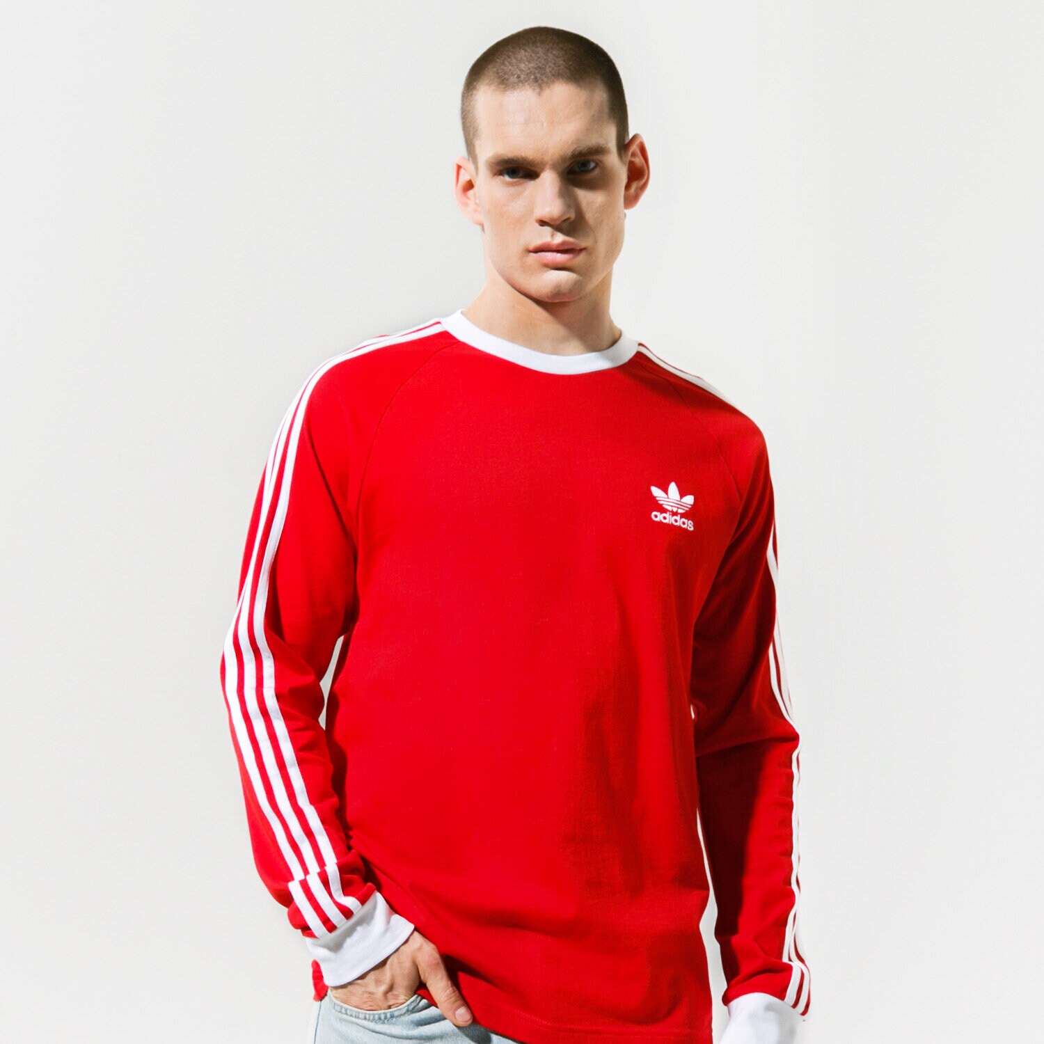 Herren T-Shirt ADIDAS T-SHIRT 3-STRIPES LS T GN3489 Rot