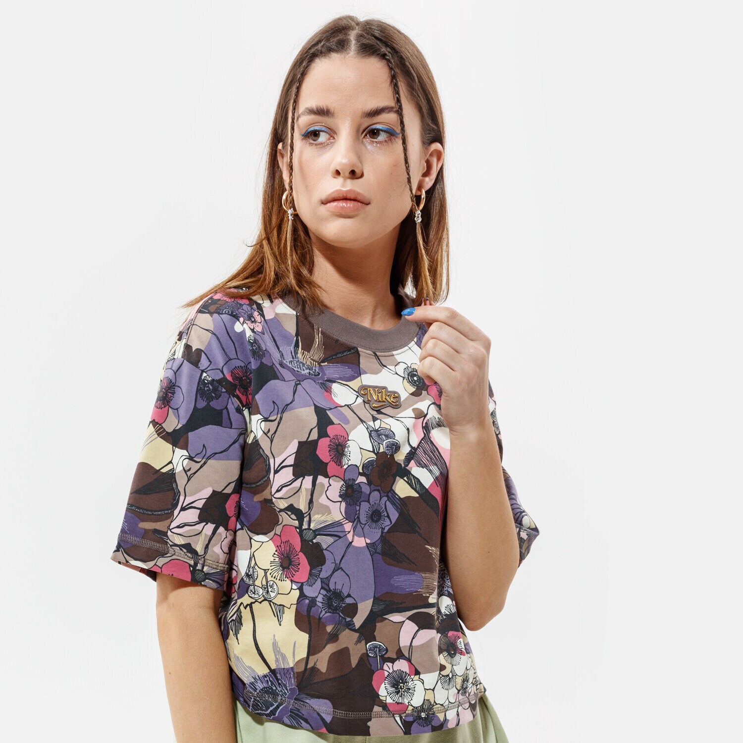 Damen T-Shirt NIKE T-SHIRT W NSW FEMME TOP SS AOP DC5503-004 Grau