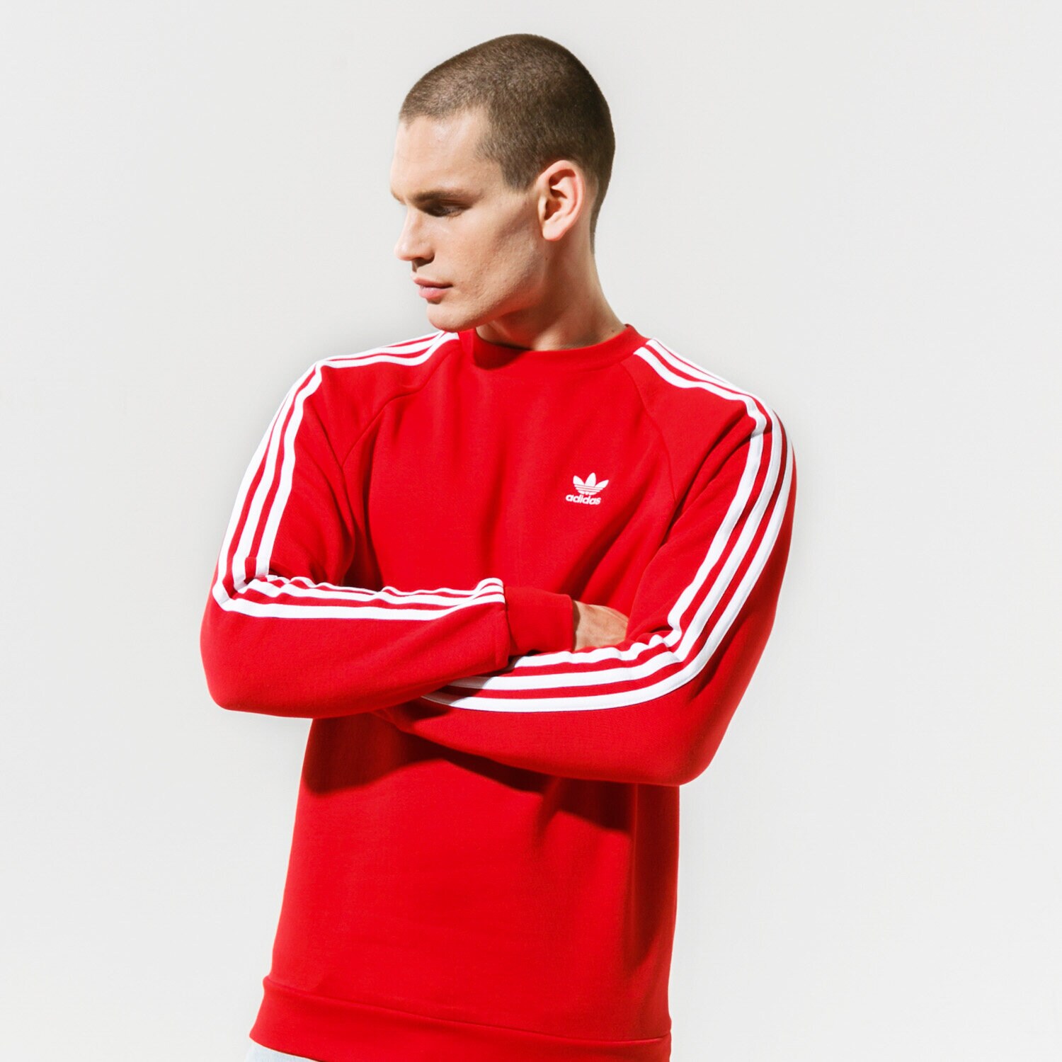 Herren ADIDAS SWEATSHIRT 3-STRIPES CREW GN3484 Rot
