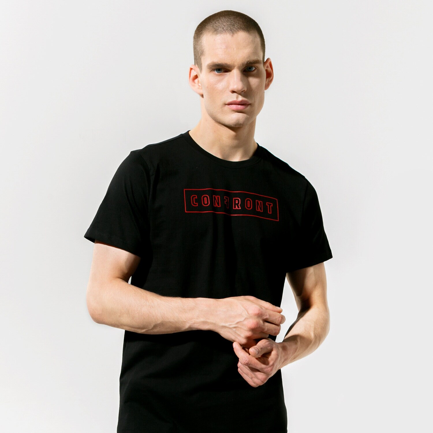 Herren T-Shirt CONFRONT T-SHIRT BOX LOGO TEE BLK CF121TSM43002 Schwarz
