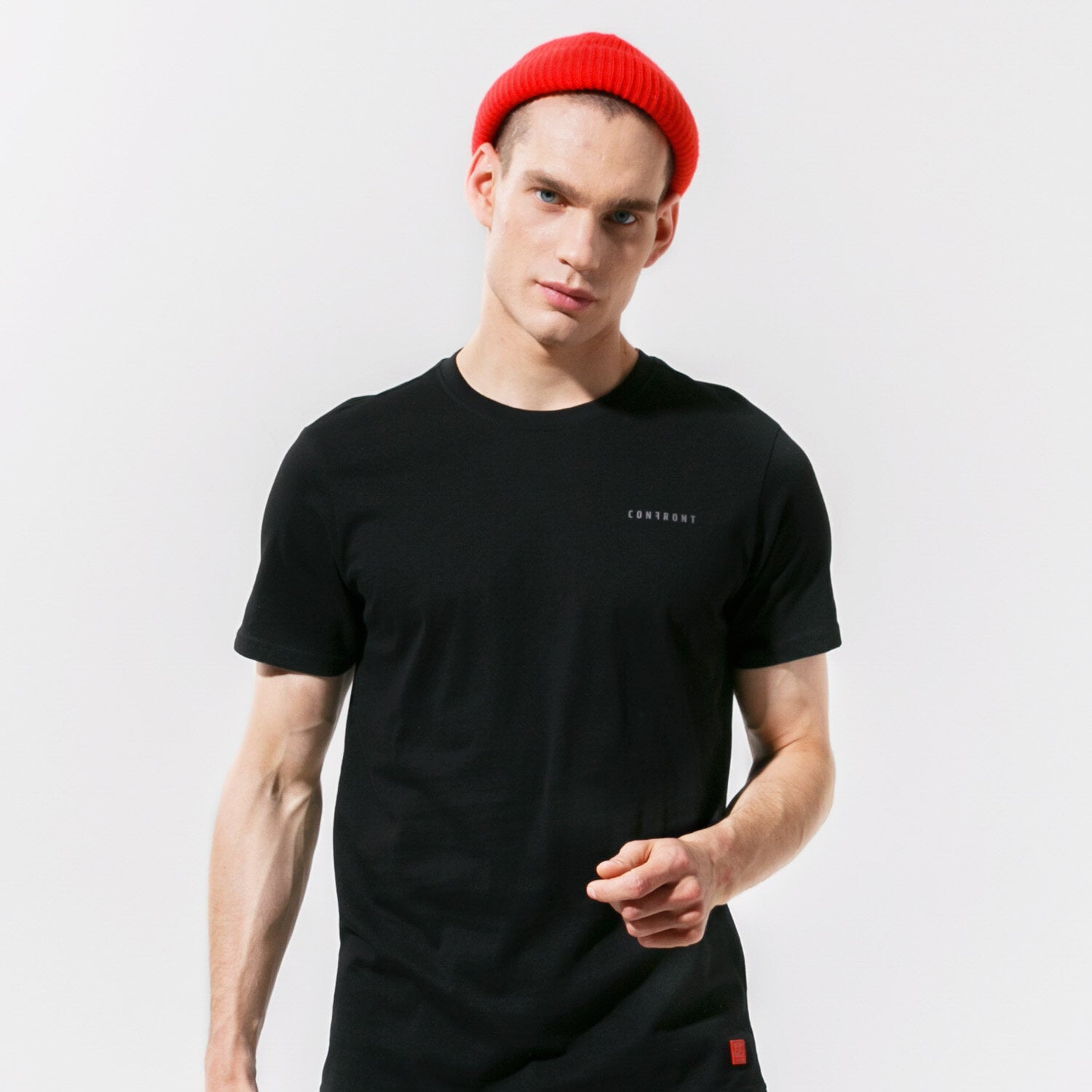 Herren T-Shirt CONFRONT T SHIRT SMALL LOGO TEE BLACK CF121TSM48002 Schwarz