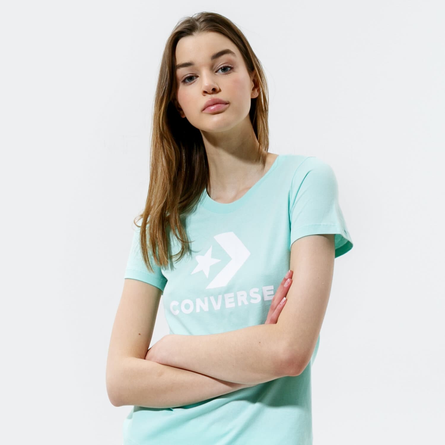 Damen T-Shirt CONVERSE T-SHIRT STAR CHEVRON TEE 10018569-A11 mintgrün