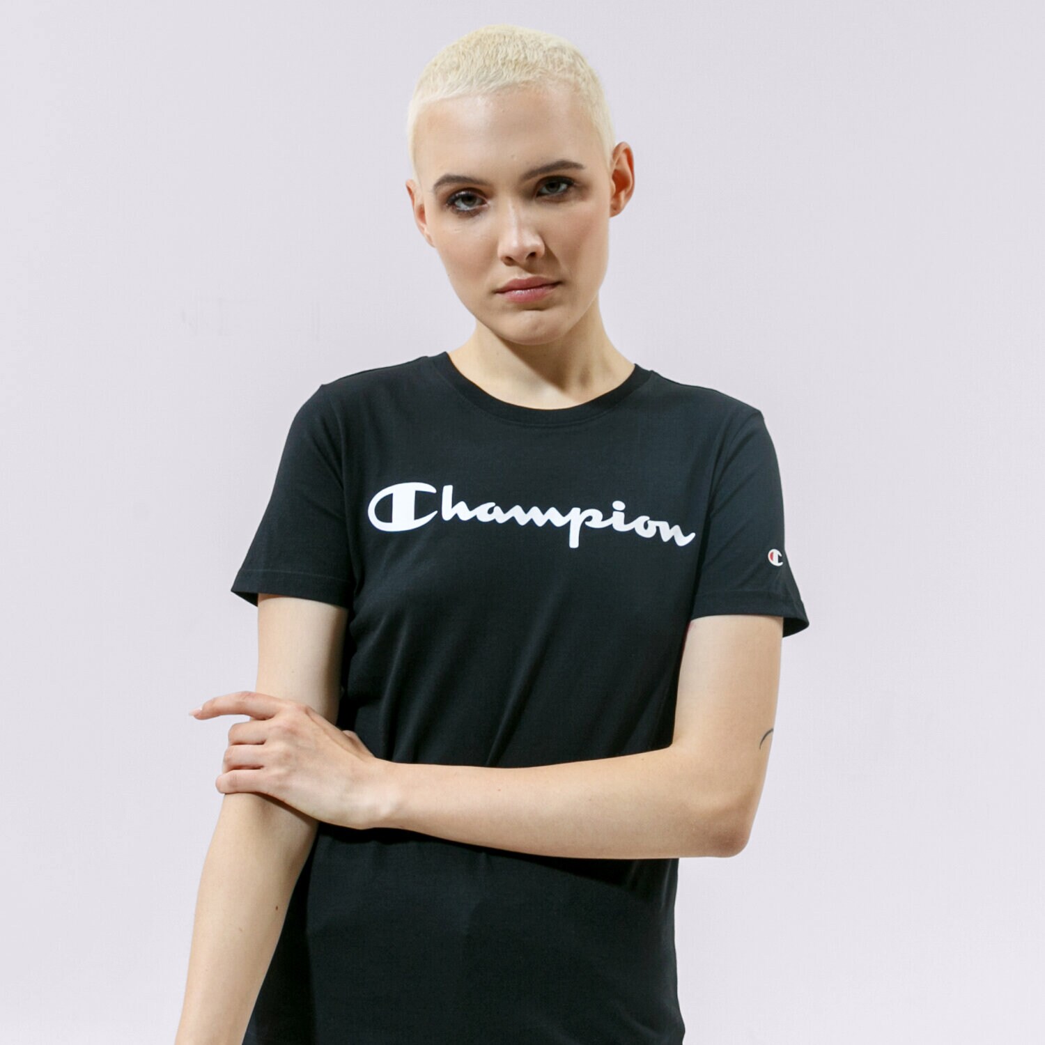 Damen T-Shirt CHAMPION T-SHIRT CREWNECK T-SHIRT 114780KK001 Schwarz