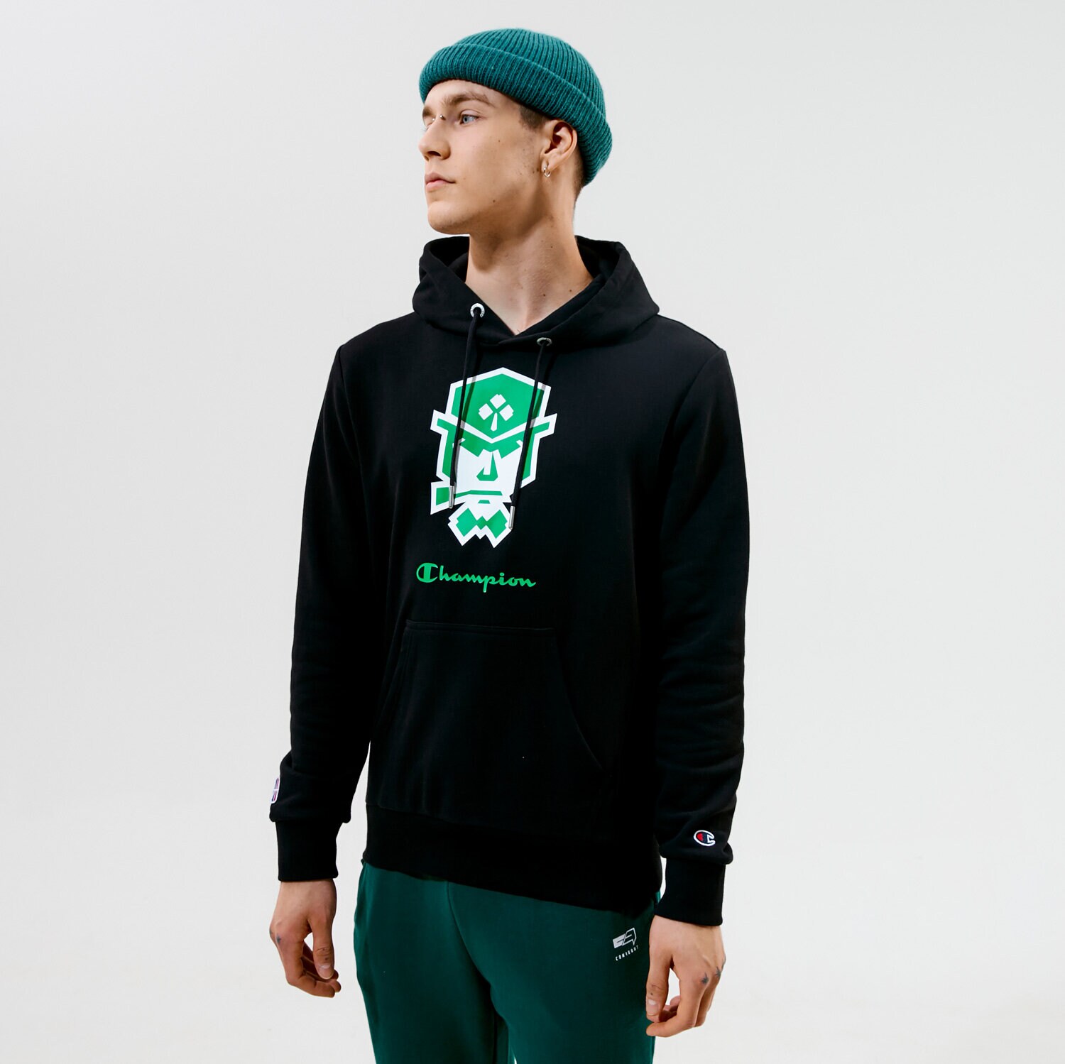 Herren CHAMPION HOODIE HOODED SWEATSHIRT 214985KK001 Schwarz