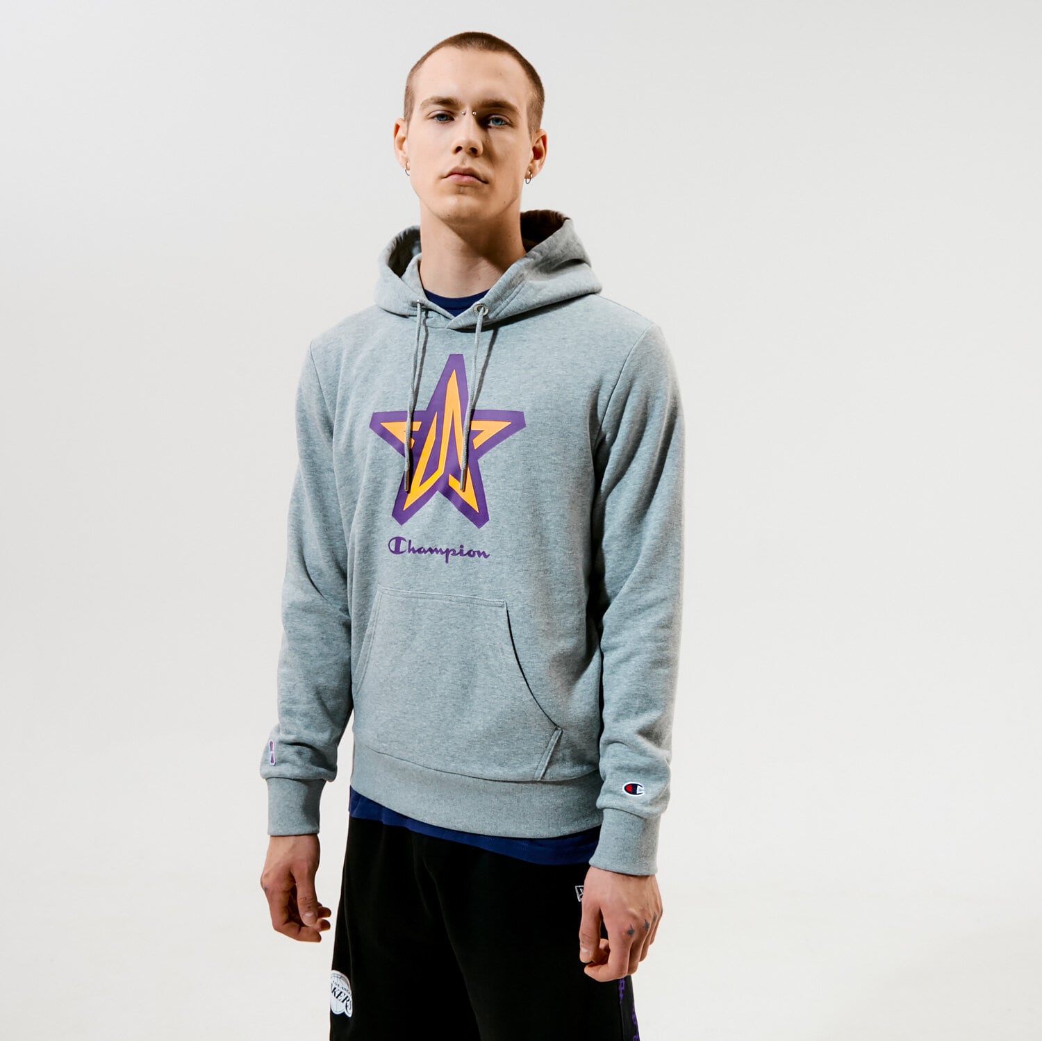 Herren CHAMPION HOODIE HOODED SWEATSHIRT 214986EM006 Grau