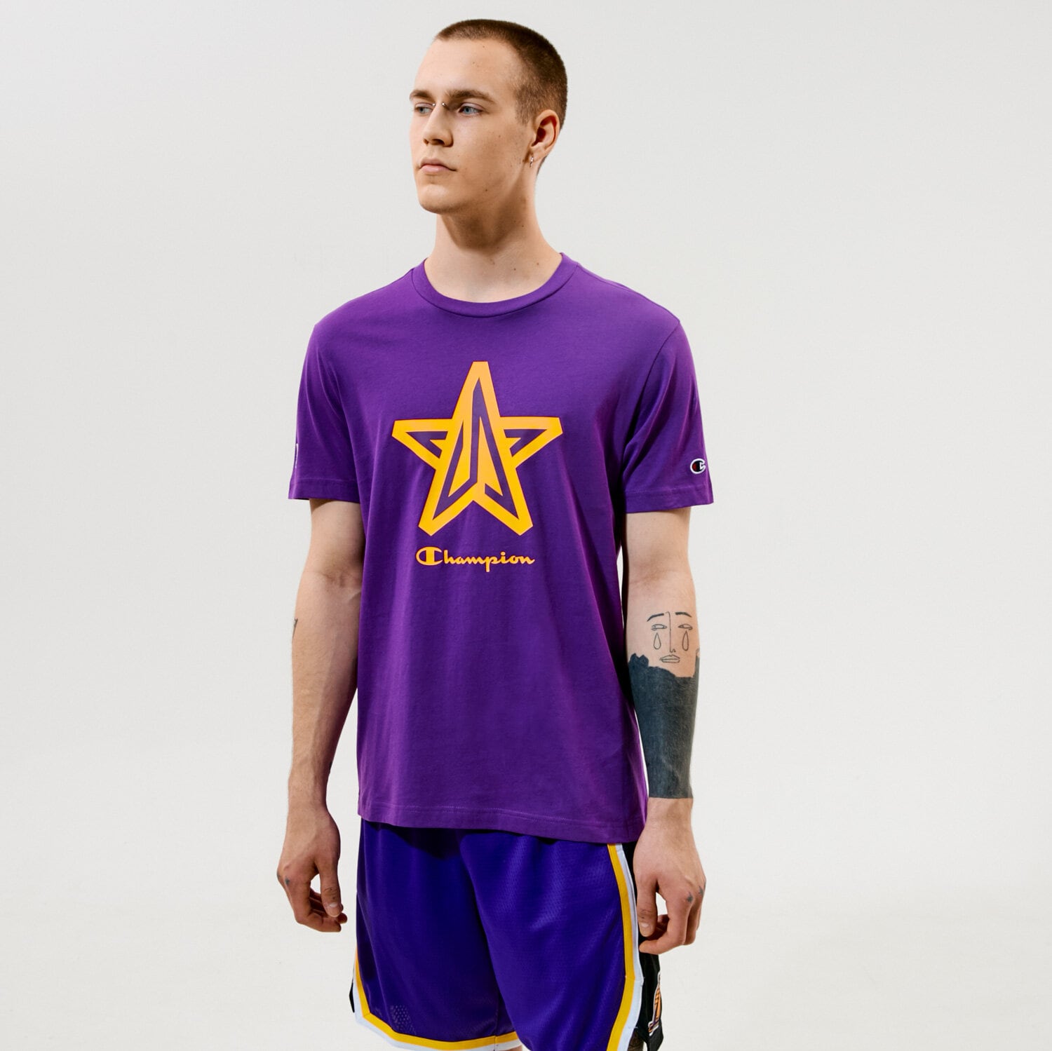 Herren T-Shirt CHAMPION T-SHIRT CREWNECK T-SHIRT 215004VS009 Violet