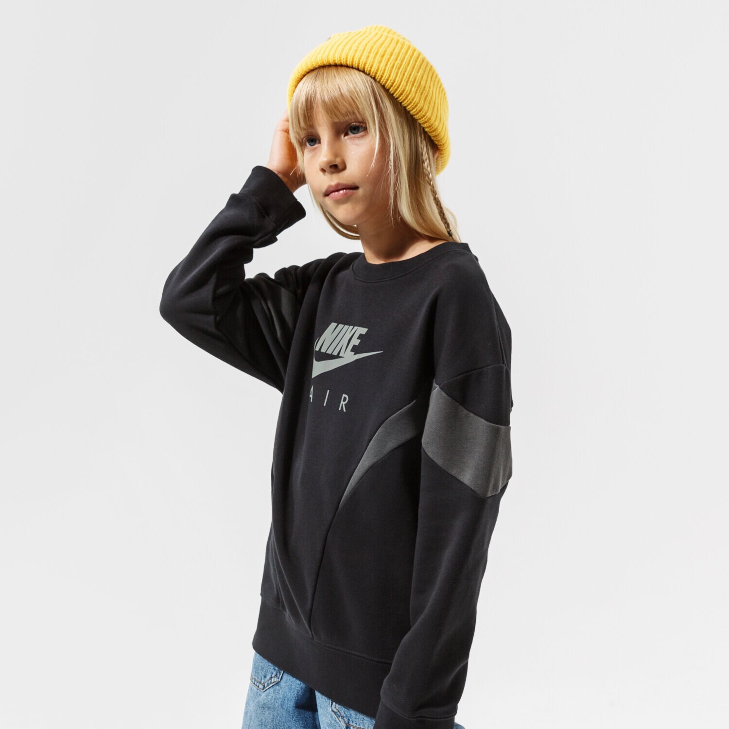 Kinder NIKE GIRLS' AIR BOYFRIEND CREW SWEATSHIRT JUNIOR GIRL DD7135-010 Schwarz