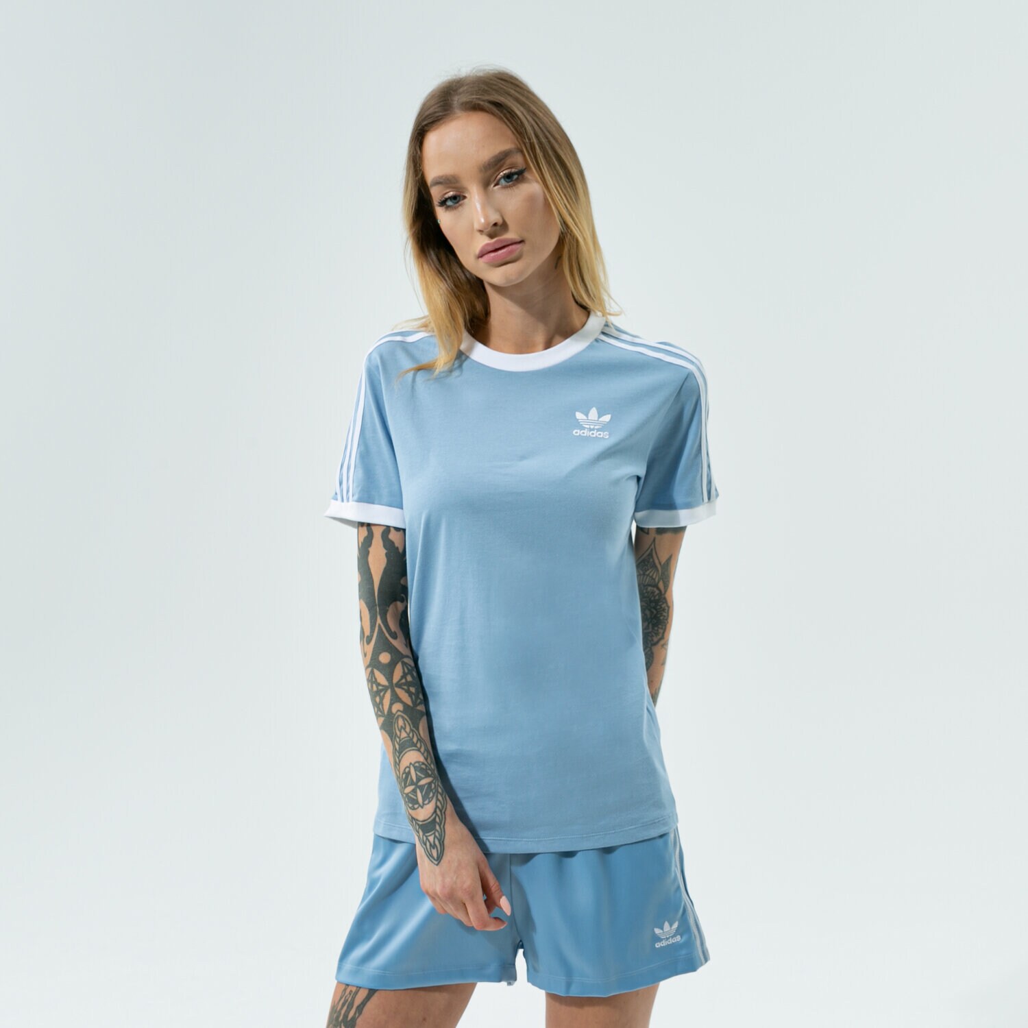 Damen T-Shirt ADIDAS T-SHIRT 3 STRIPES TEE H33574 Blau