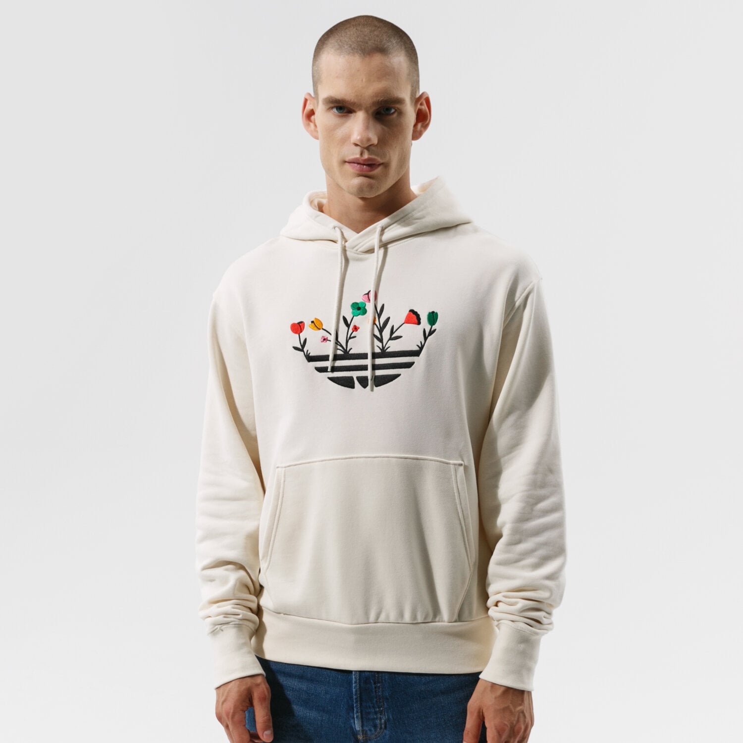 Herren ADIDAS SWEATSHIRT FLORAL TREFOIL H32306 Beige