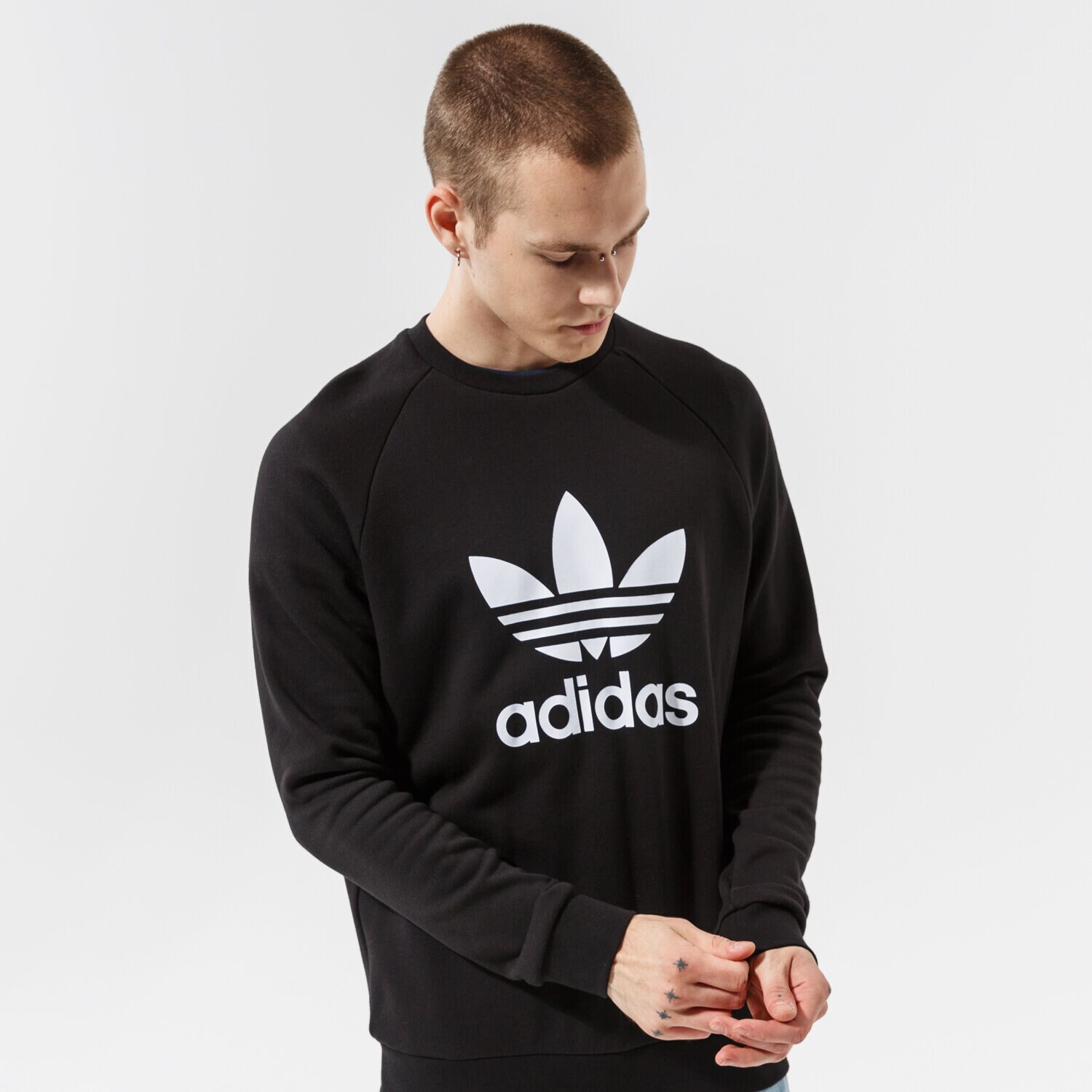Herren ADIDAS SWEATSHIRT TREFOIL CREW H06651 Schwarz