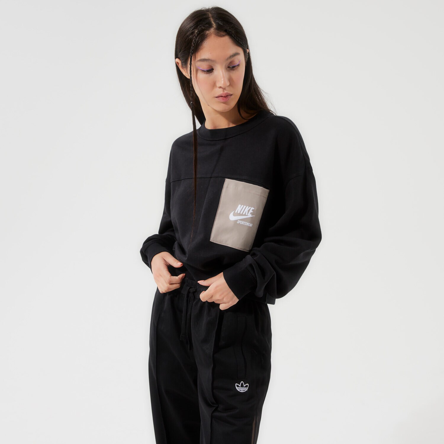 Damen NIKE SWEATSHIRT W NSW FLC CREW HTG DD5669-010 Schwarz